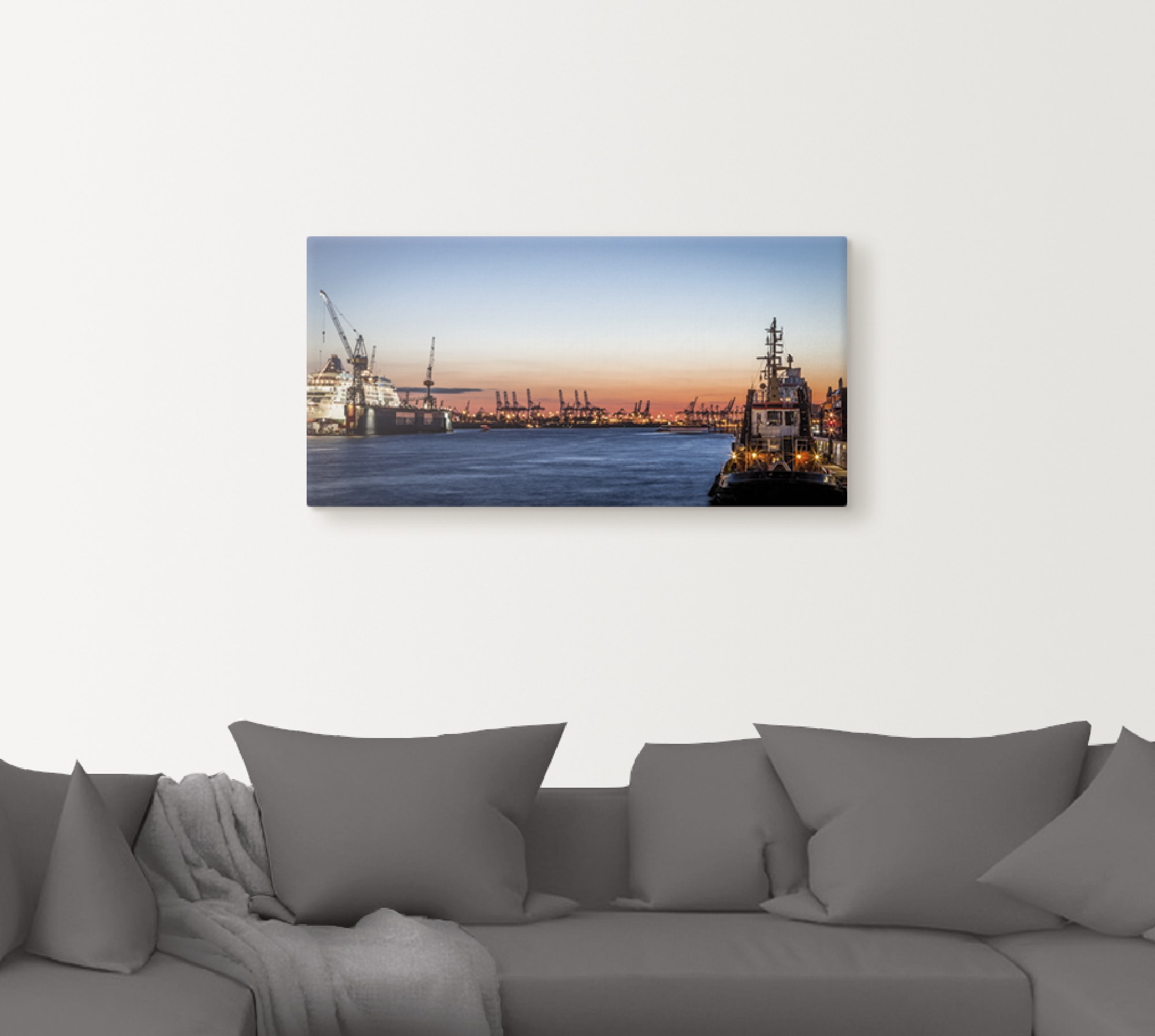 Artland Leinwandbild »Hamburger Hafen« Deutschland 1 Stk. tlg. auf Holzrahmen gespannt