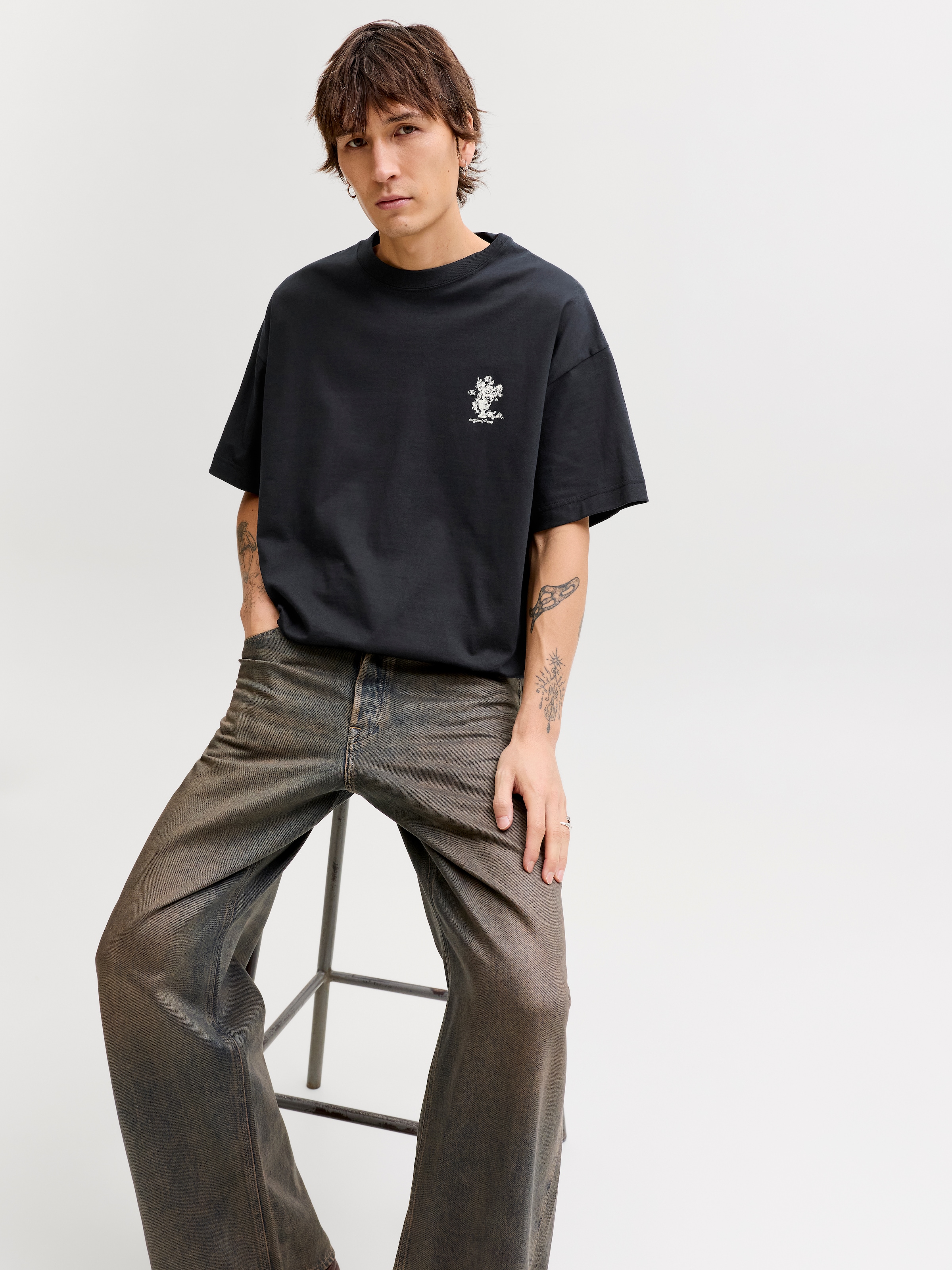 Jack & Jones Kurzarmshirt »JORMAINE BACK TEE SS CREW NECK SN« Baumwolle, relaxed fit
