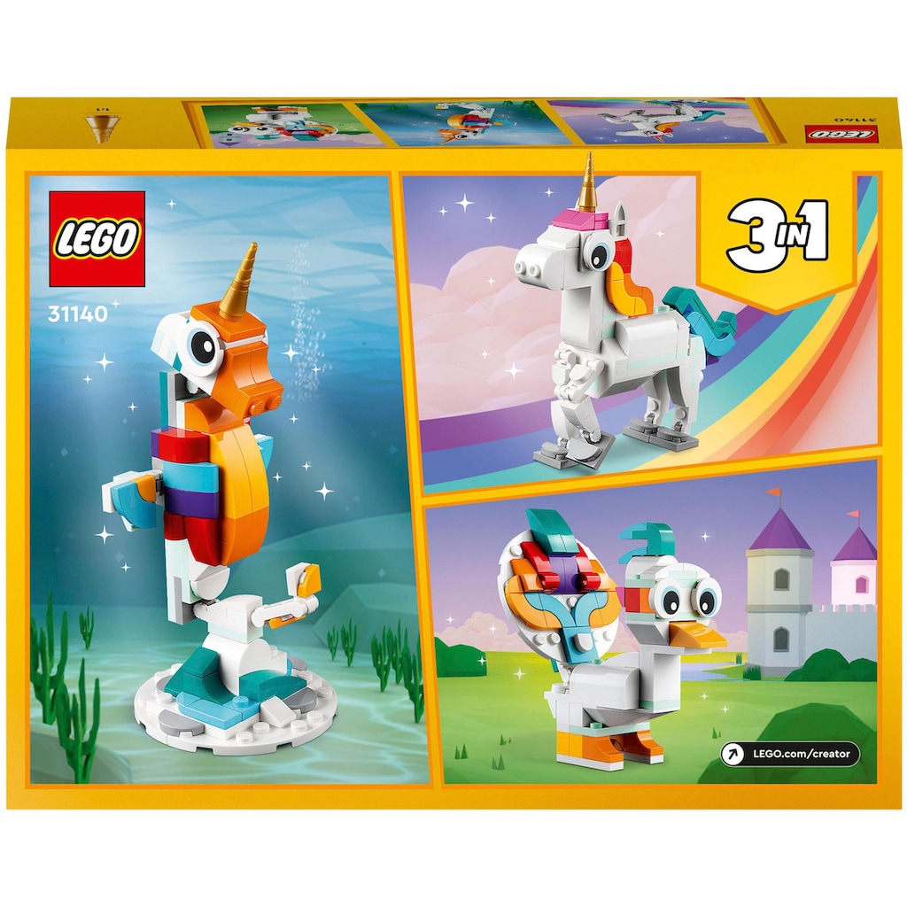 LEGO® Konstruktionsspielsteine »Magisches Einhorn (31140), LEGO® Creator 3in1«, (145 St.)