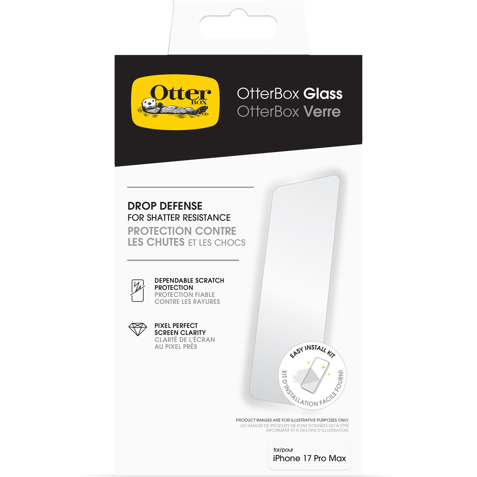 Otterbox Displayschutzglas »Glass Screen Protector« für Apple iPhone 17 Pro Max Displayschutzfolie, Schutzfolie, Bildschirmschutz, kratz- & stoßfest