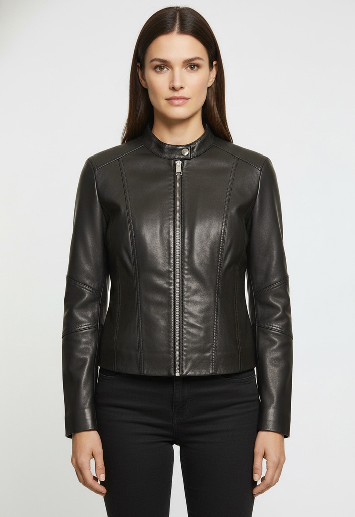 BOSS ORANGE Lederjacke »Saleste Premium Damenmode« aus fein genarbtem Leder