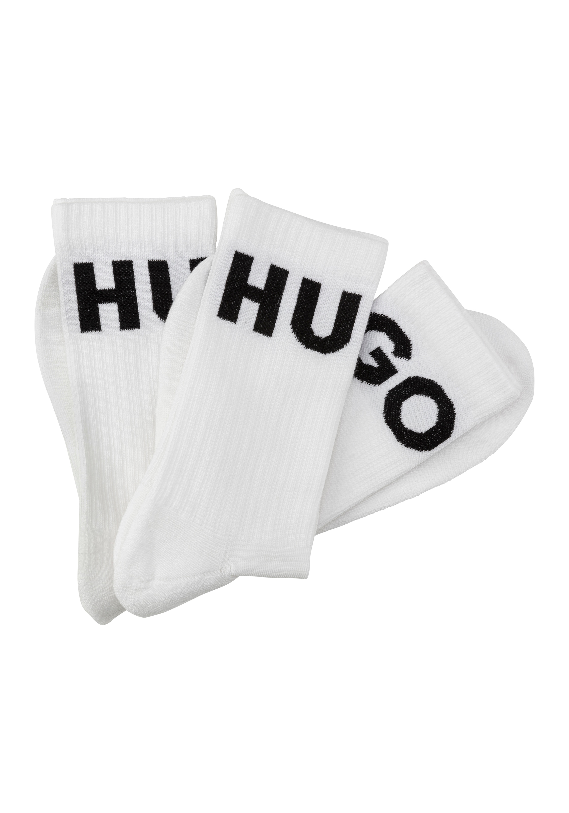 HUGO Underwear Freizeitsocken »3P QS ICONIC CC 1«, (Packung, 3 Paar, 3er), mit HUGO Logostickerei in Kontrastfarbe
