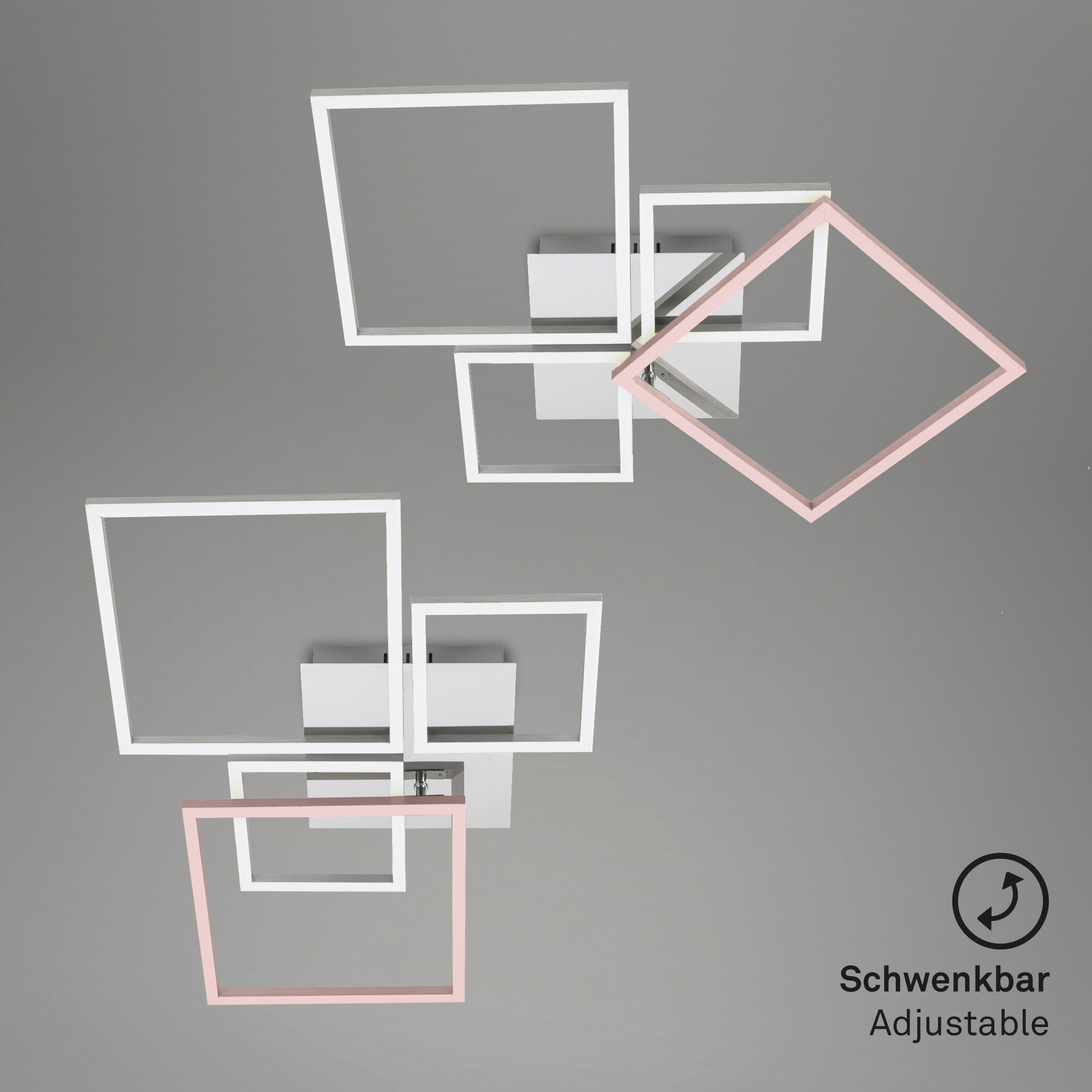 Briloner Leuchten LED Deckenleuchte »3093018 FRAME«, Leuchtmittel LED-Board | LED fest integriert, Deckenlampe, 75x46,7x7,5cm, Chrom-Alu, Wohnzimmer, Schlafzimmer