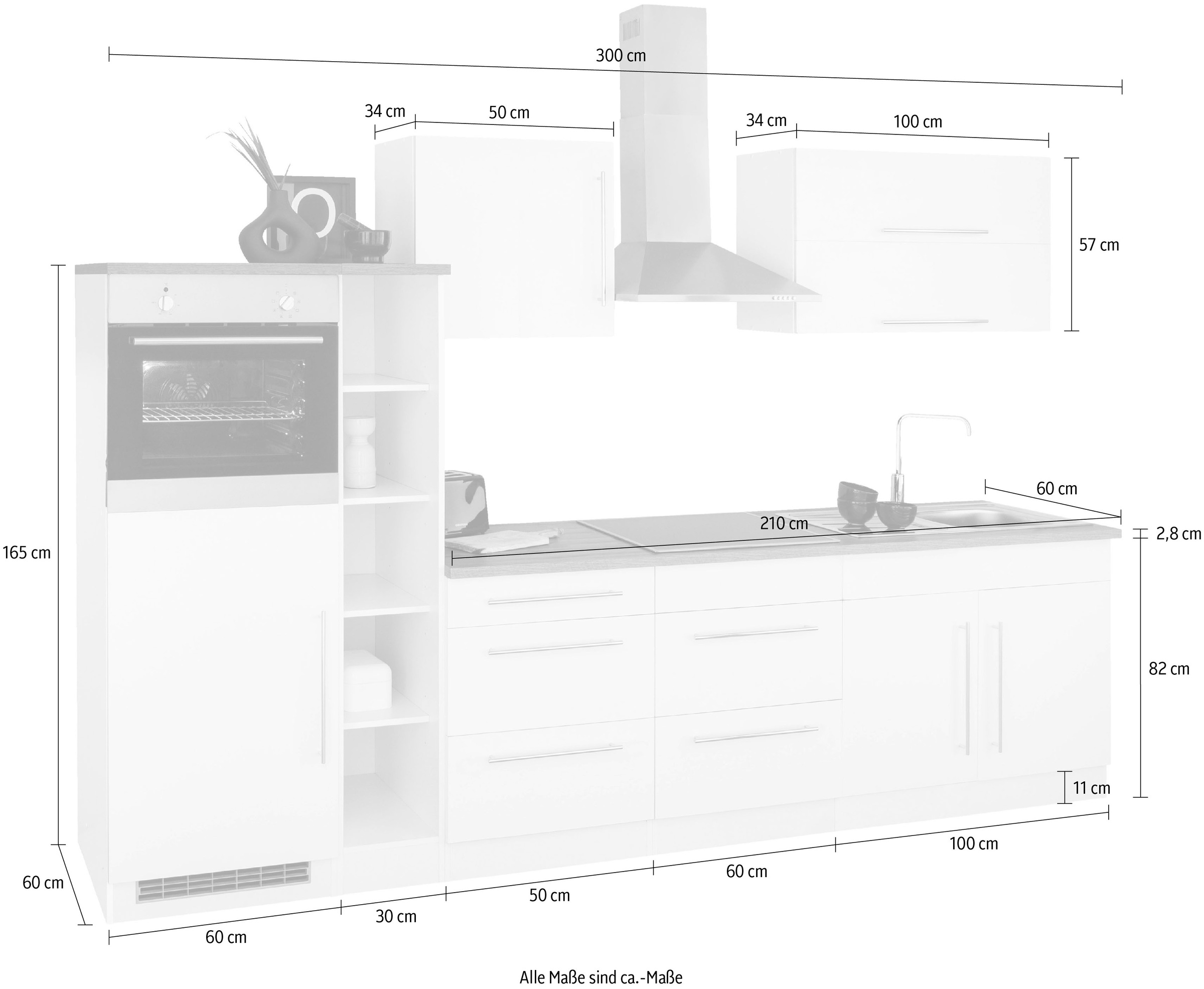 HELD MÖBEL Küchenzeile »Samos«, mit E-Geräten, Breite 300 cm auf Raten  kaufen