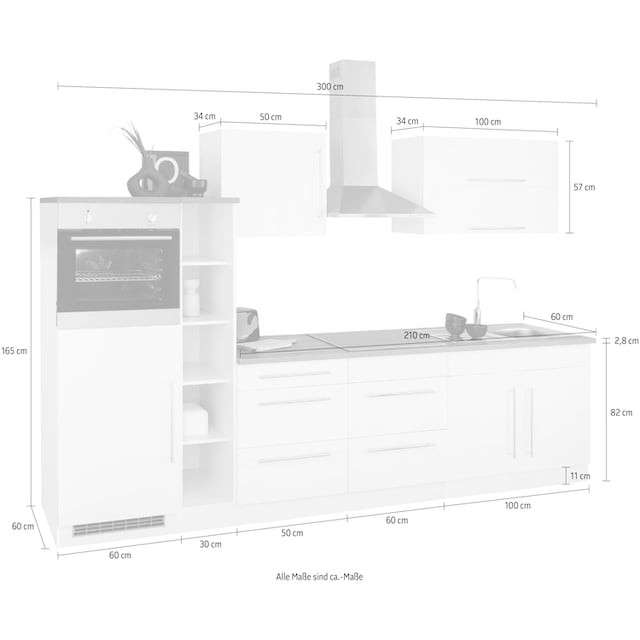 HELD MÖBEL Küchenzeile »Samos«, mit E-Geräten, Breite 300 cm auf Raten  kaufen