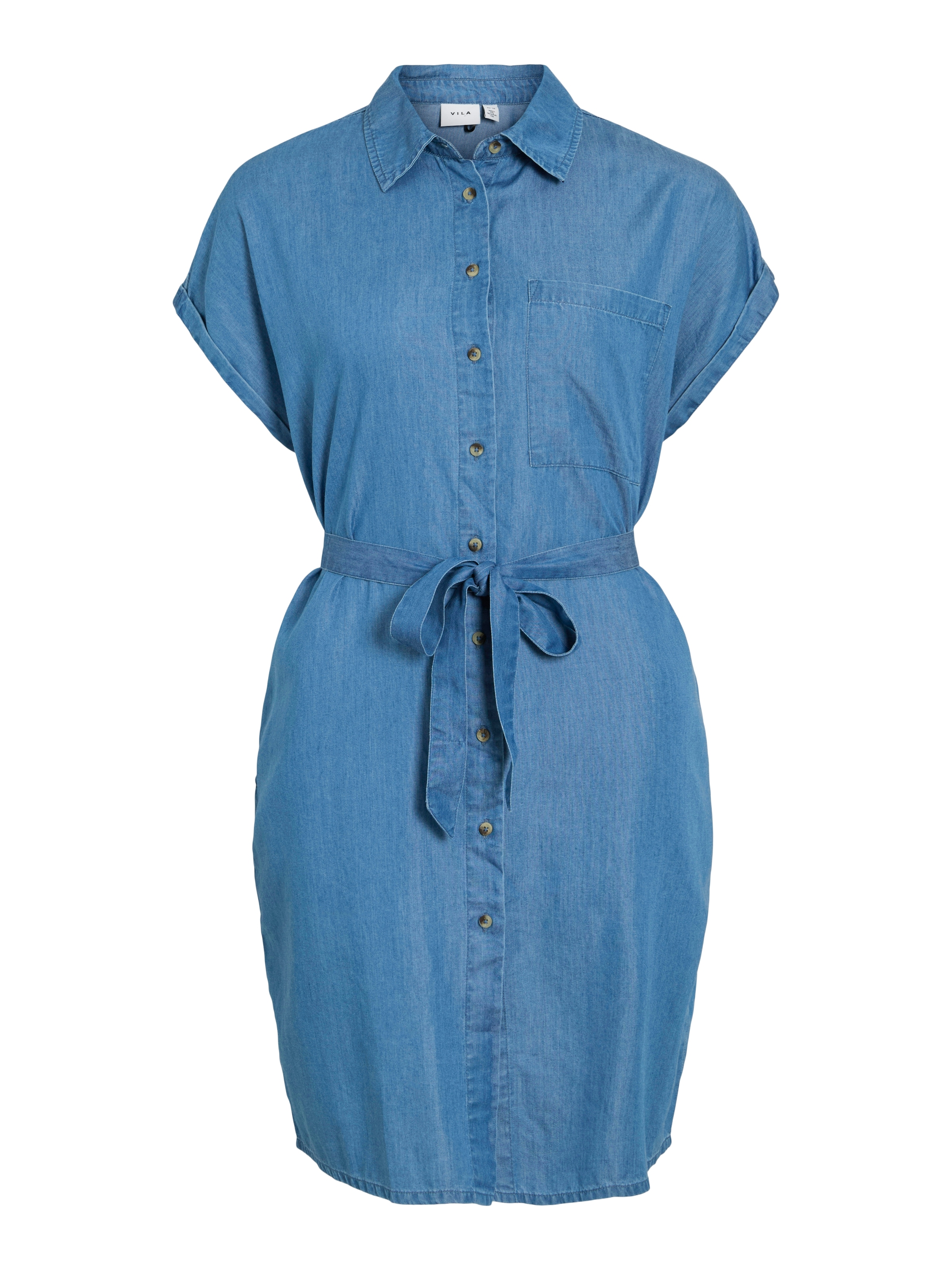 Vila Blusenkleid »VINORI S/S SHIRT DRESS - NOOS« Brusttasche Sommerkleid, im Denim Look