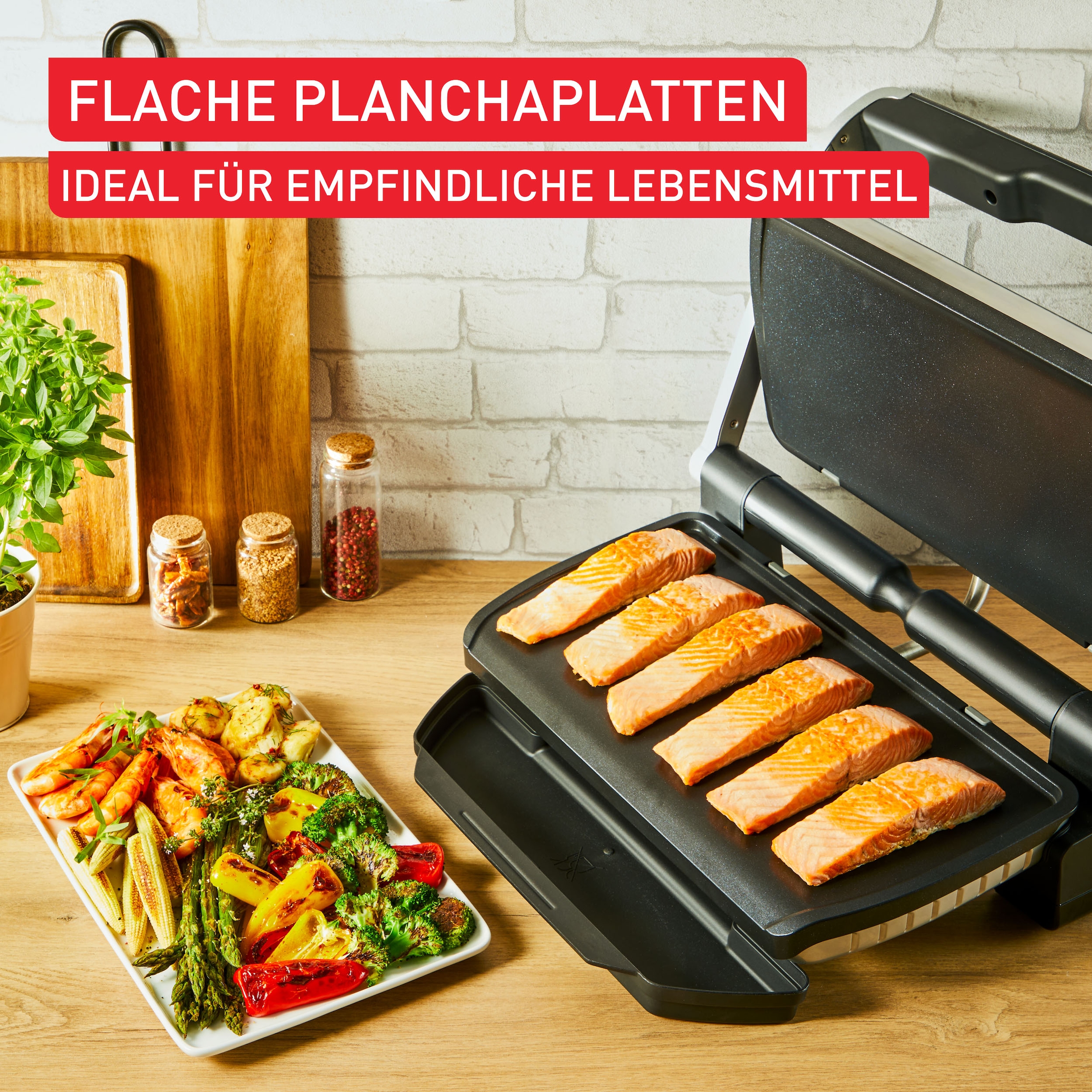 Tefal Backblech »XA7298 OptiGrill«, Aluminium, (Set), Plancha-Platten XL, für empfindliche Zutaten, antihaftb. Alu-Druckguss