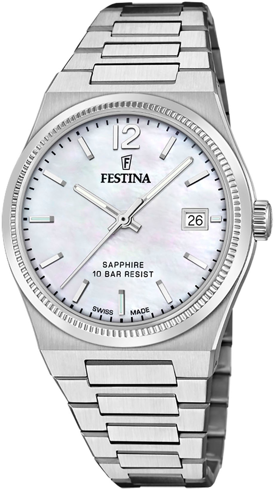 Festina Quarzuhr »Rivé Collection«, Armbanduhr, Damenuhr, Swiss Made, Saphirglas, bis 10 bar wasserdicht