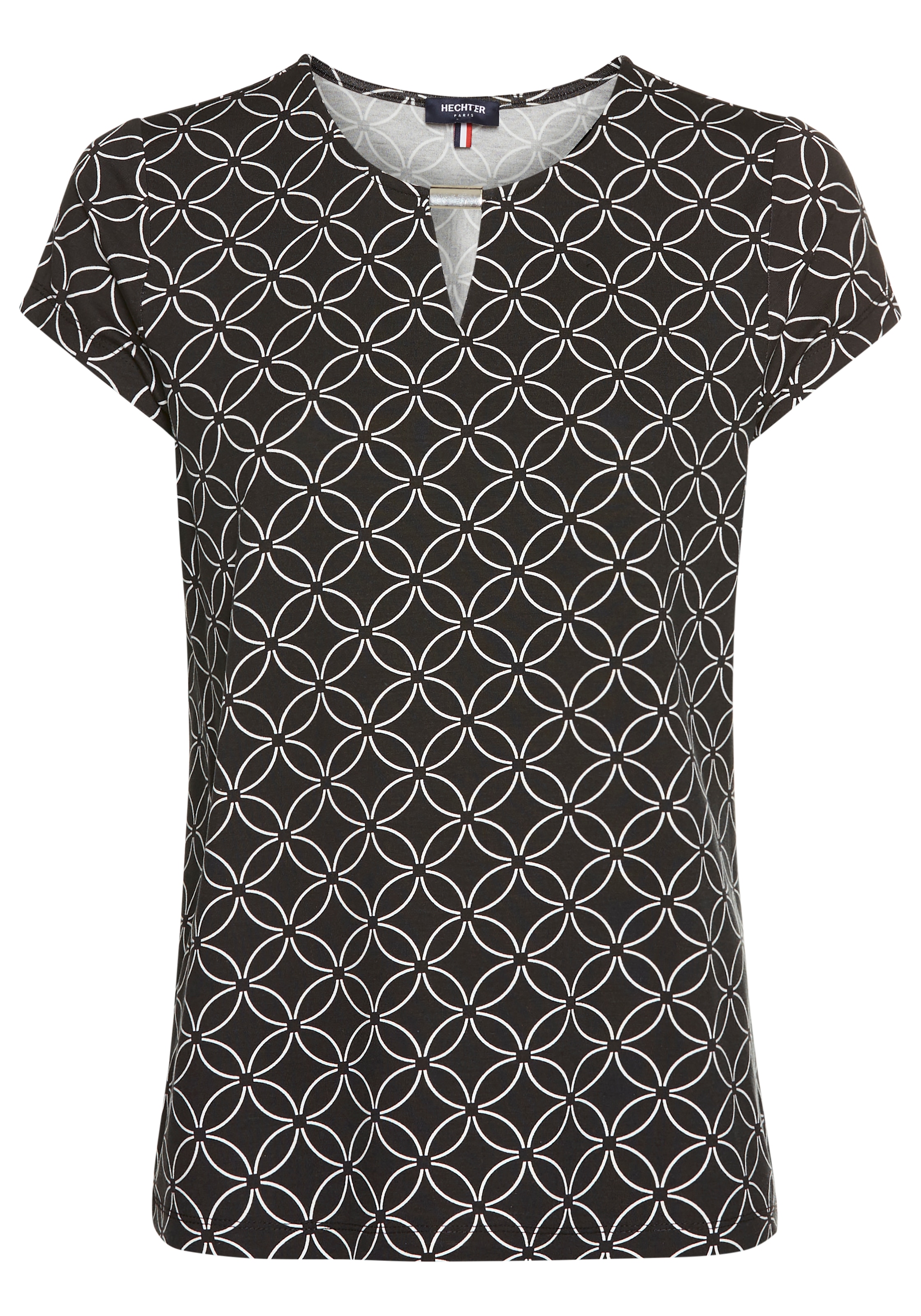 HECHTER PARIS Kurzarmshirt mit Zierdetail und Alloverprint