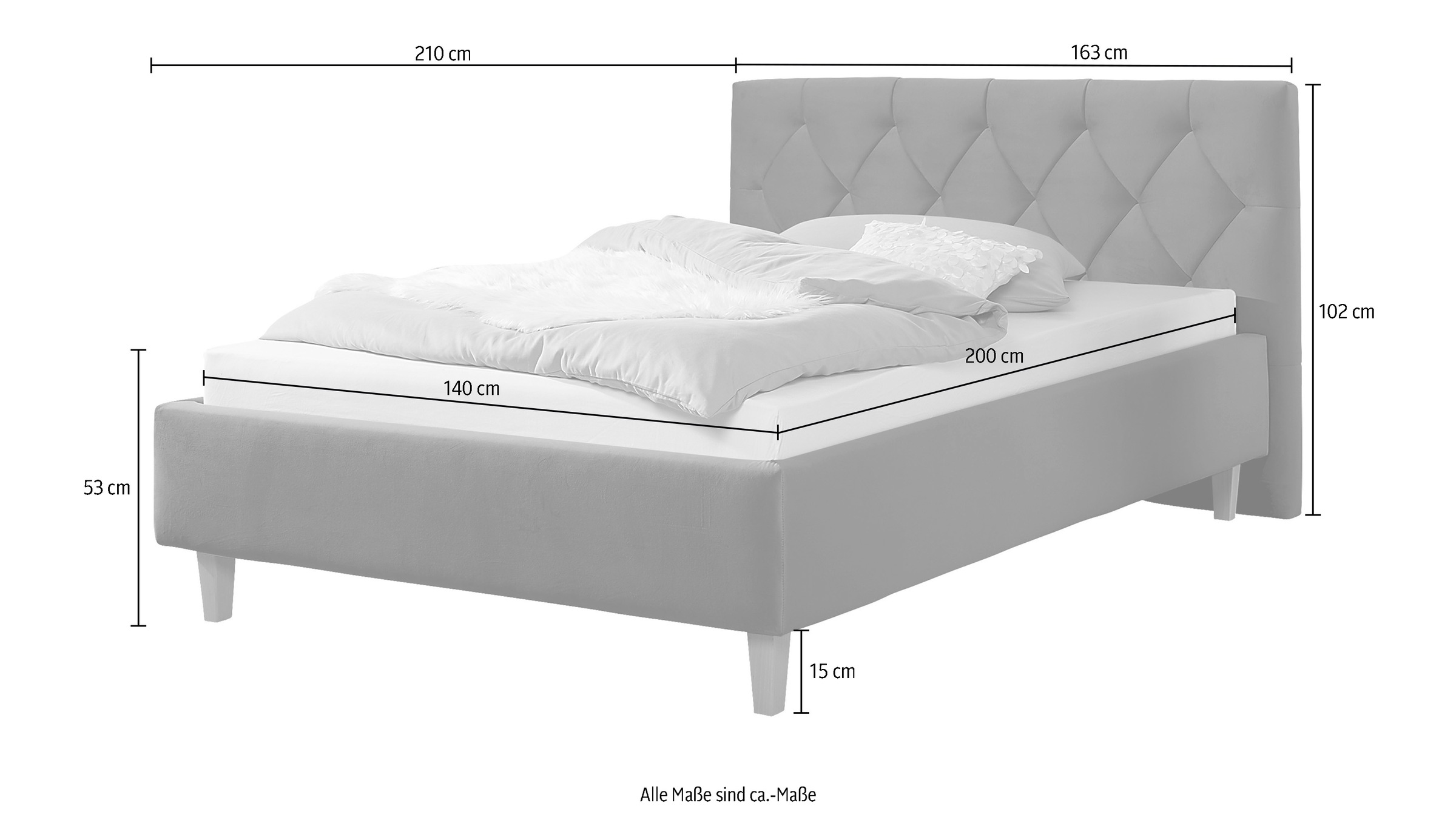 Home affaire Polsterbett »Sunley 100« Kreuzsteppung, Kopfteilhöhe 102 cm, ohne oder mit Matratze/Lattenrost