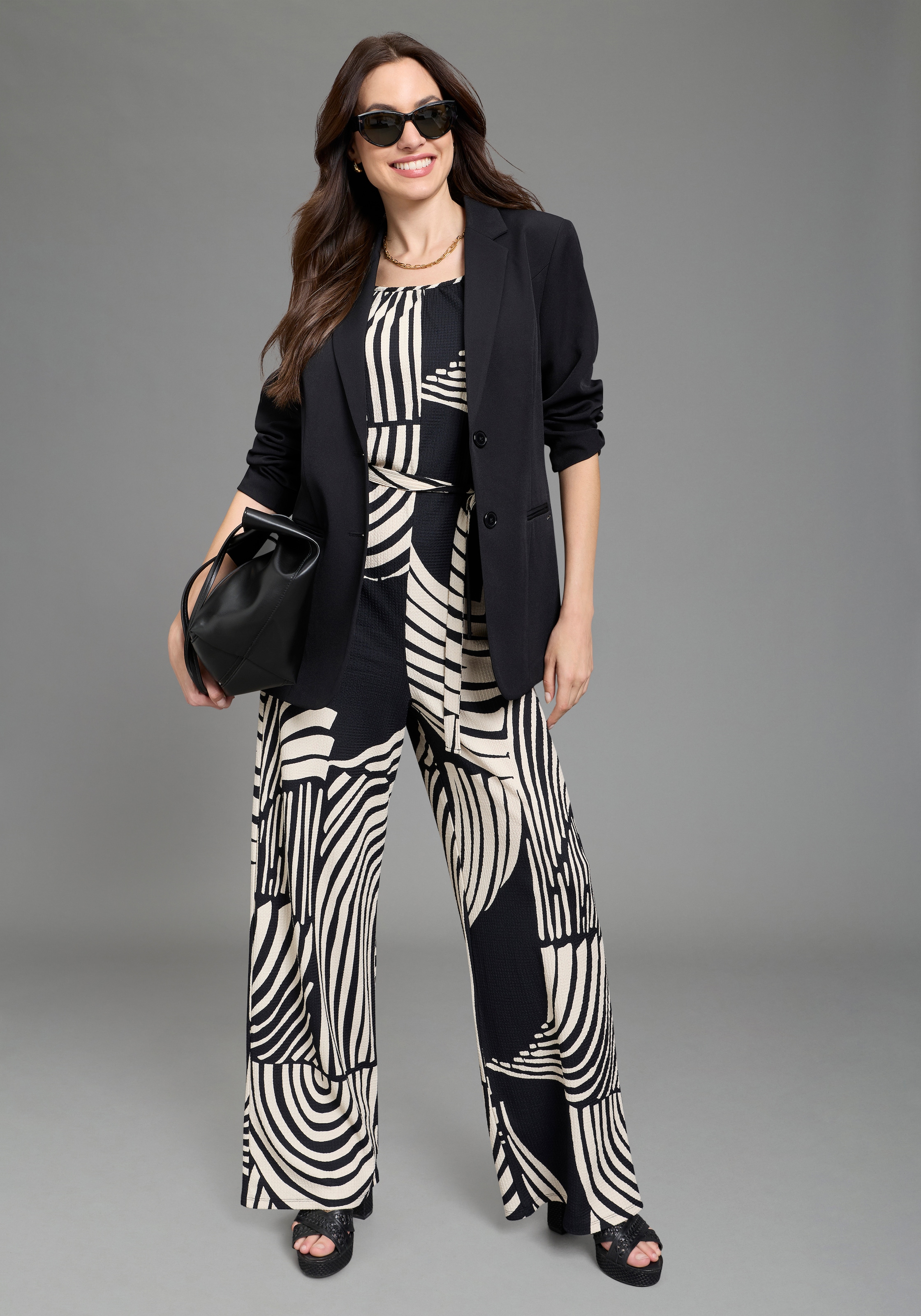 Laura Scott Jumpsuit abstrakt Gemustert, ohne Ärmel, aus Polyester und Elasthan