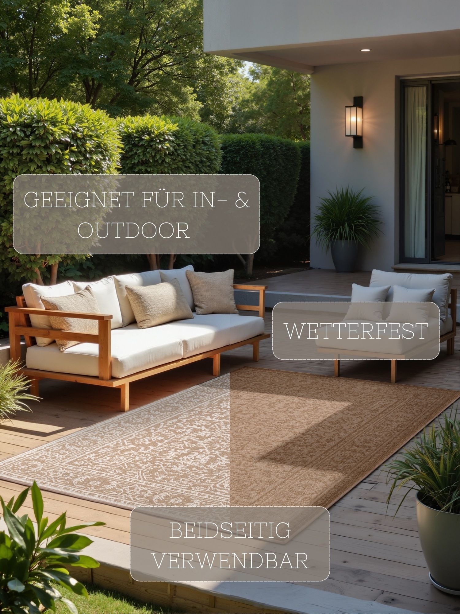 NORTHRUGS Outdoorteppich »Kona Wendeteppich«, rechteckig, 5 mm Höhe, In und Outdoor, Flachgewebe, wetterfest, pflegeleicht, robust