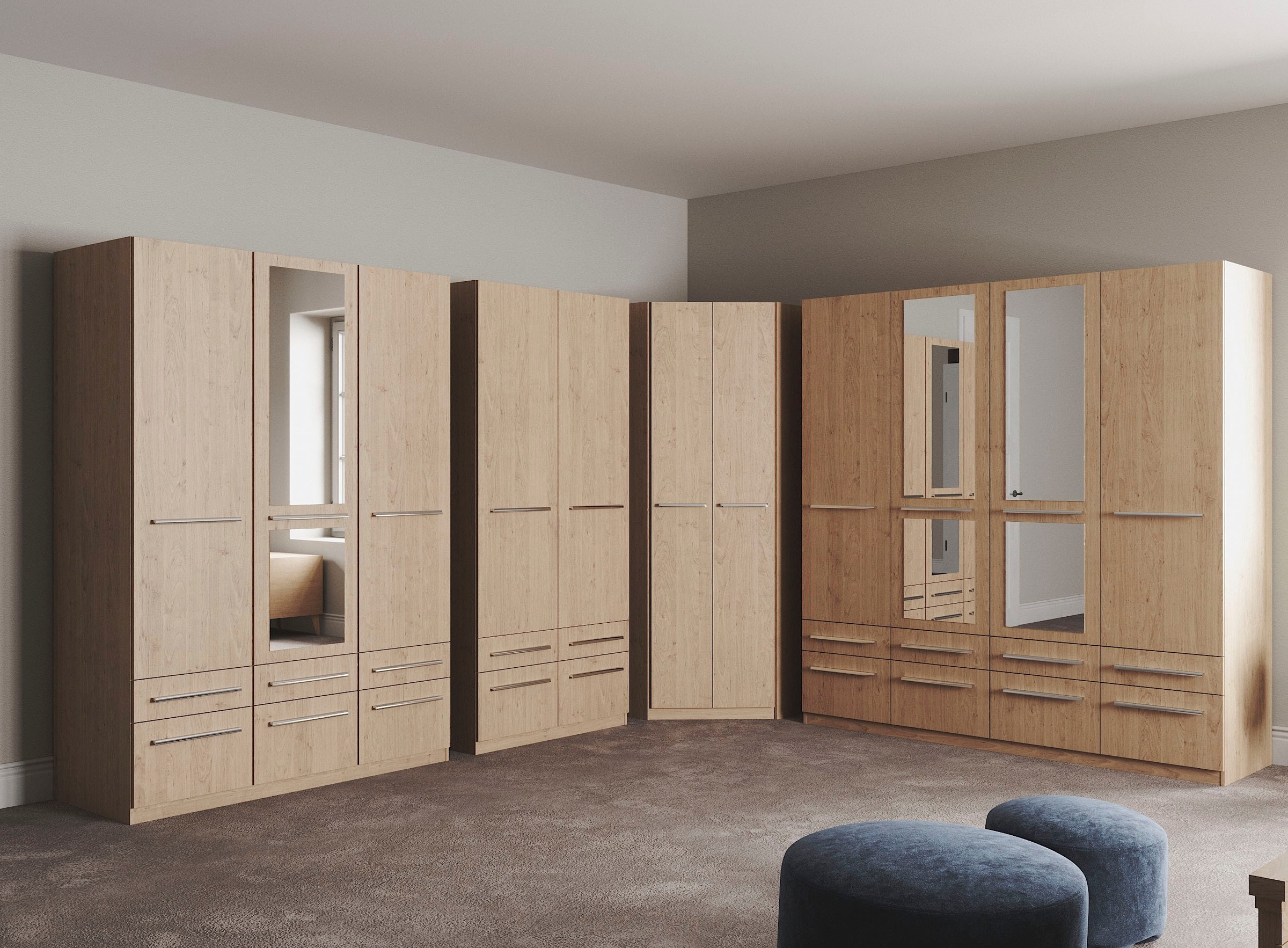 priess Kleiderschrank »Schrank Garderobe Wäscheschrank Barcelona in 5 Breiten«, viel Stauraum, geräumige Schubkästen, mit Spiegel, MADE IN GERMANY