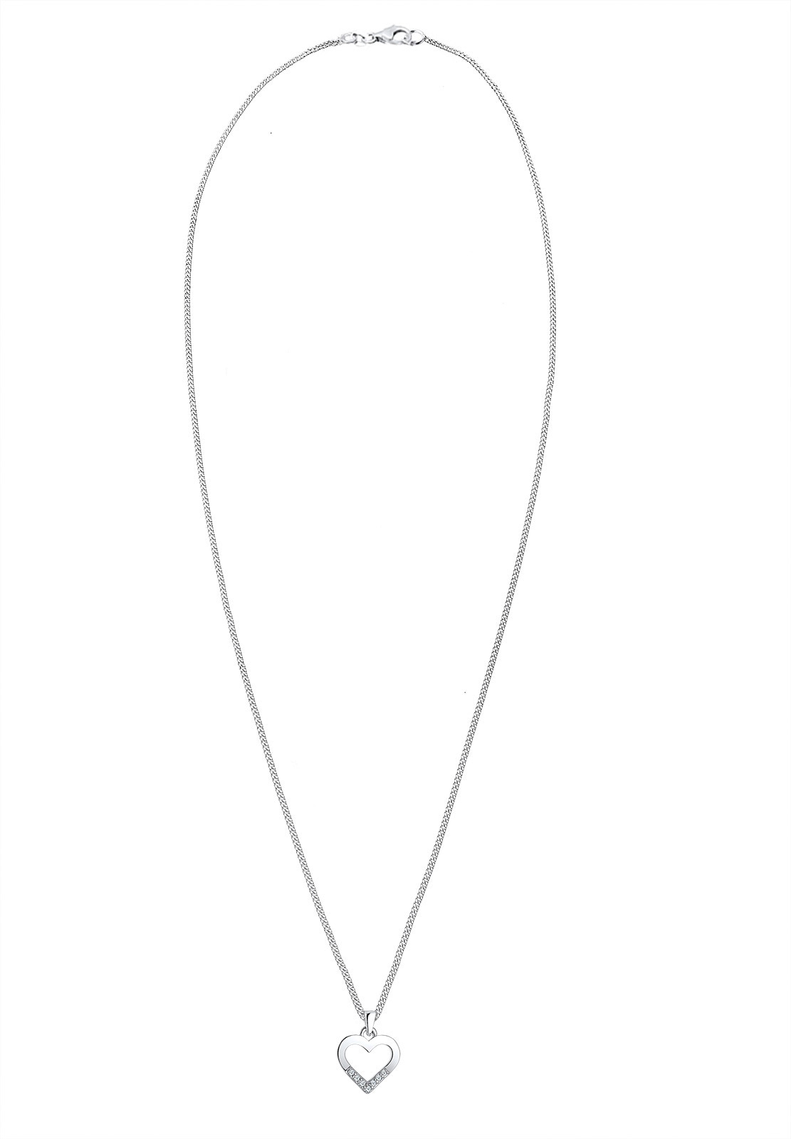 Elli DIAMONDS Silberkette »Halskette Herz Diamant Weiß Brillantschliff (0.035 ct) 925 Sterling Silber«