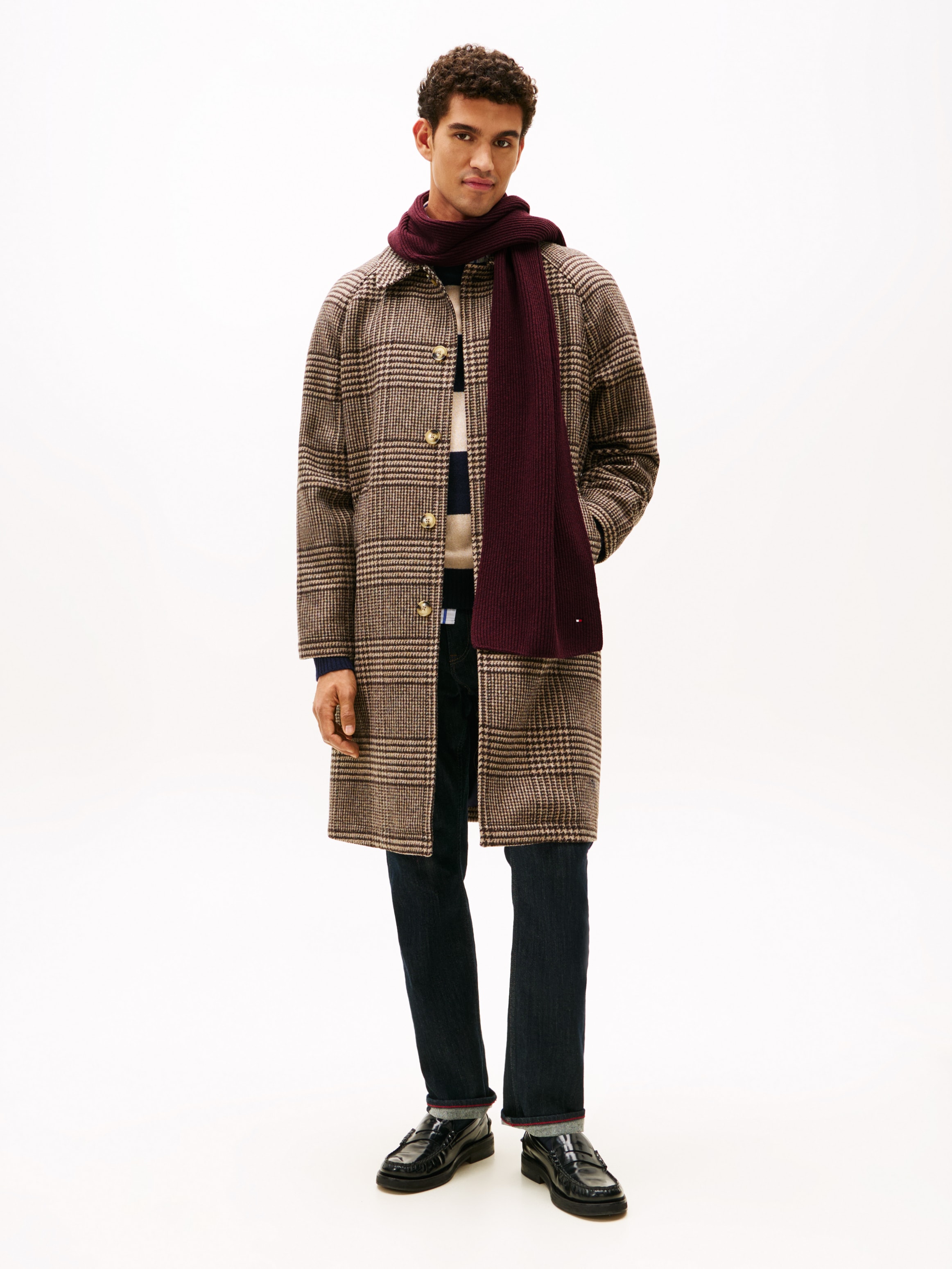 Tommy Hilfiger Strickschal »TH FLAG PIMA COTTON CASH SCARF« mit Logostickerei, mit Kaschmiranteil Unisex