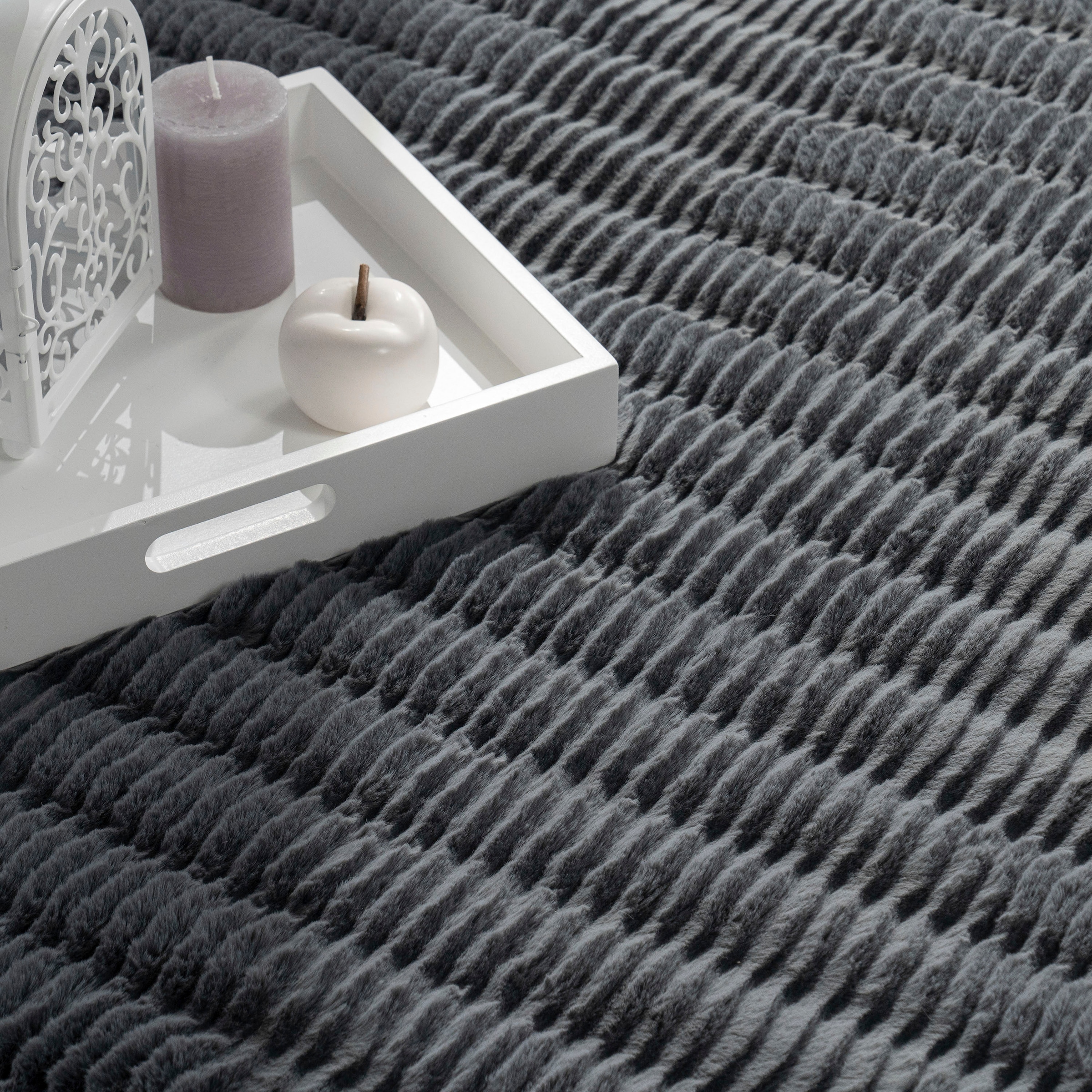 Paco Home Hochflor-Teppich »Arnheim 743«, rechteckig, 27 mm Höhe, Uni Farben, Wellen Muster, besonders weich, Hoch-Tief Effekt