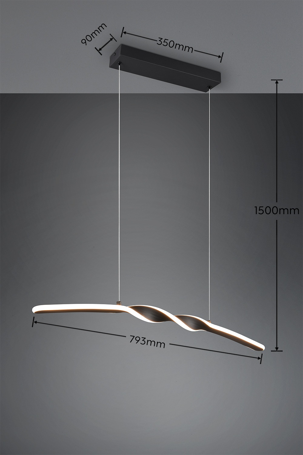 REALITY Leuchten LED Pendelleuchte »GINKO, Hängeleuchte LED 18W 1980 Lumen 3000K warmweiß« LED-Board 1 Stk. Warmweiß Hängelampe Esszimmer, höhenverstellbar bis max 150cm, Breite 79 cm