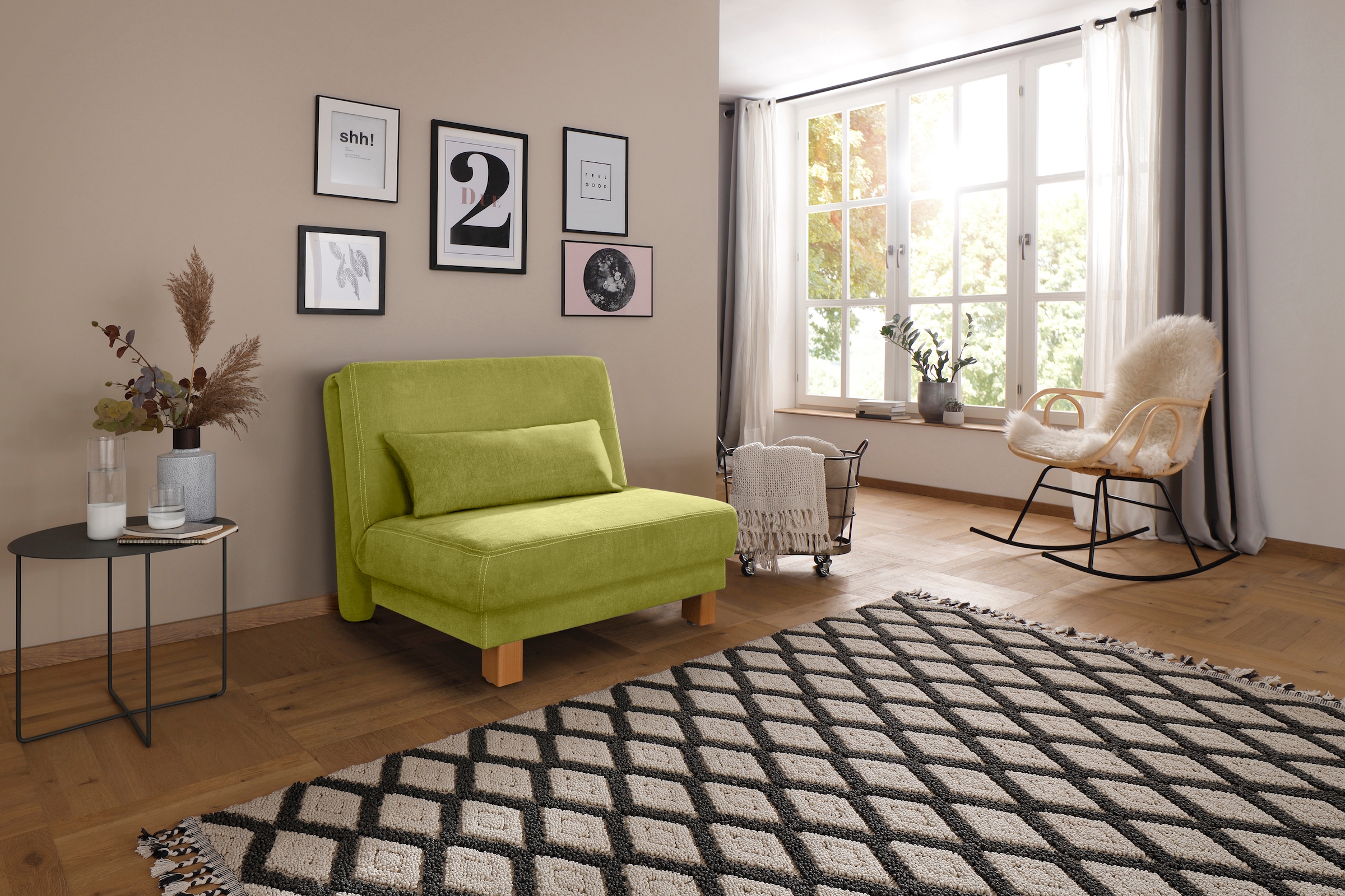 Home affaire Schlafsofa »Gina«, vom Sofa zum Bett mit einem Handgriff, in 4 Breiten, Nierenkissen