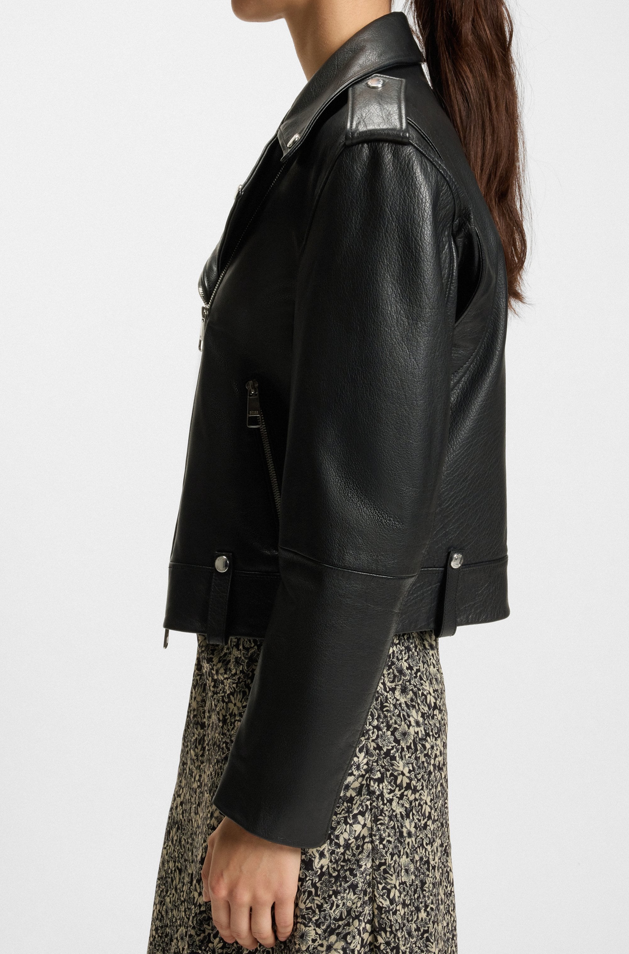 BOSS ORANGE Lederjacke »Sandy Premium Damenmode« mit genarbter Struktur