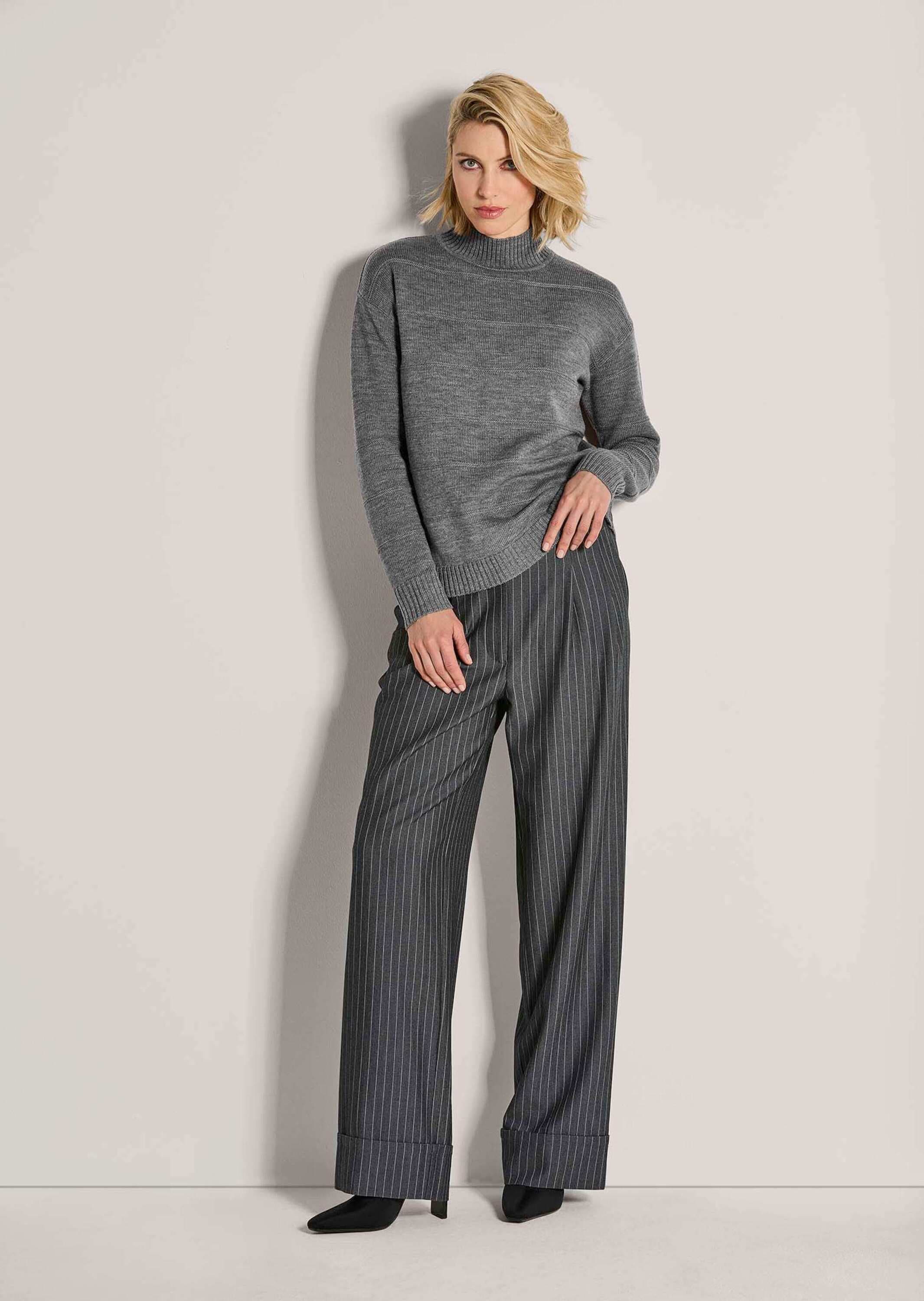 MADELEINE Stehkragenpullover »Strickpullover Eleganter Wollpullover mit Querstruktur« Strukturstrick