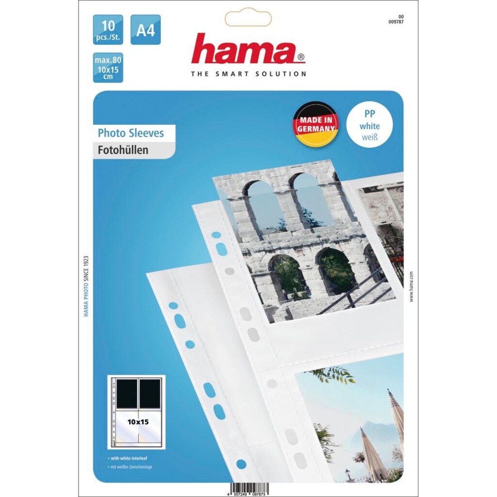Hama Foto-Hülle »Foto-Hüllen, DIN A4, für 8 Fotos im Format 10x15 cm, Weiß, 10 Stück«