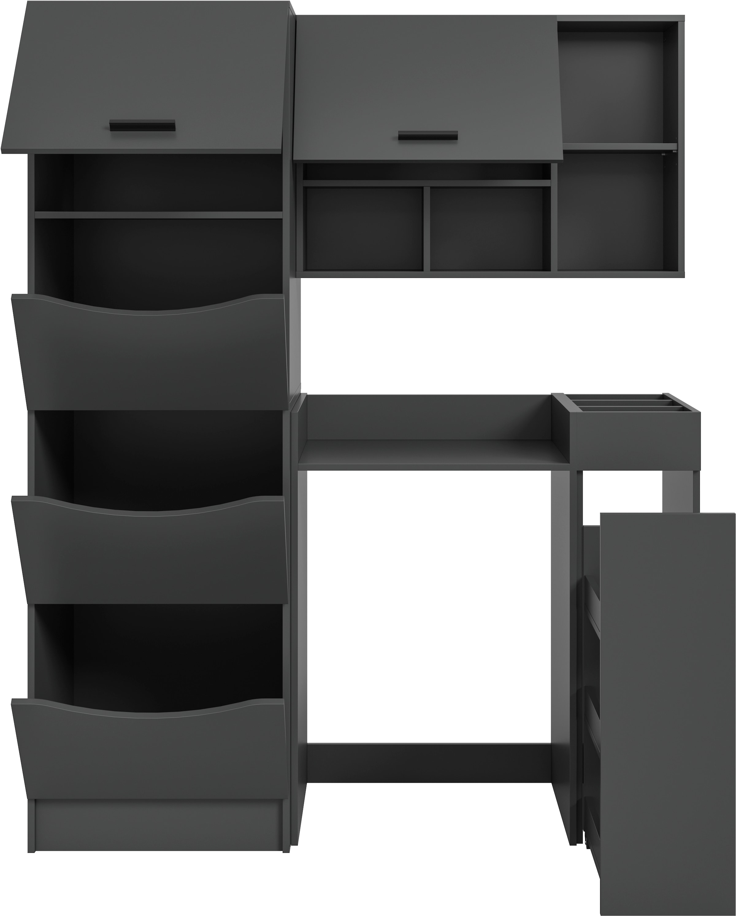 welltime Badmöbel-Set »FALAS, TOPSELLER!, 4-teilig, Hauswirtschaftsraum Set, Breite 126 cm« Set, Wäschschrank, Waschmaschinenumbauschrank, Standregal, Hängeschrank, 4 Stk. tlg.