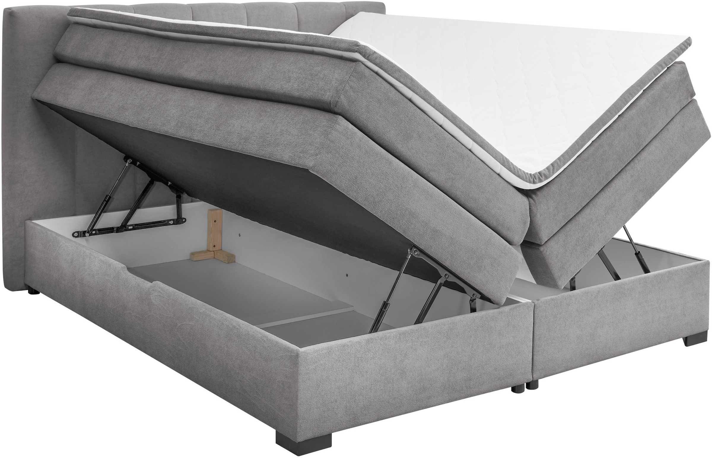 ED EXCITING DESIGN Boxspringbett »Pescara in der Breite 180cm, inkl. Bettkasten« inkl. Tonnentaschen-Federkernmatratze & Komfortschaum-Topper