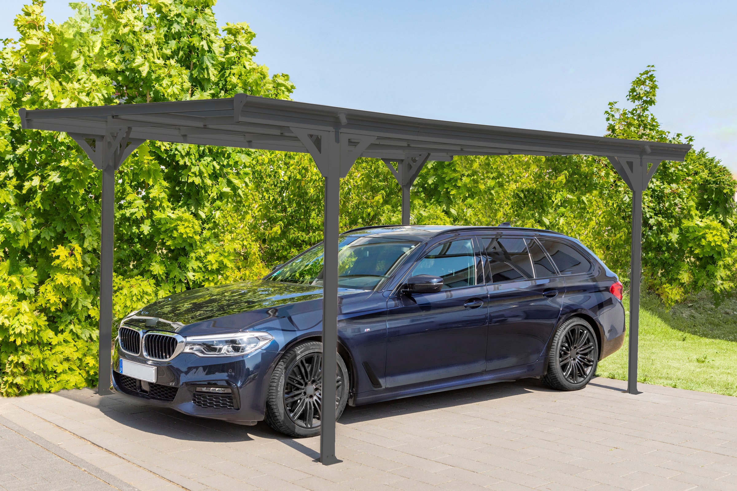 WESTMANN Einzelcarport »Flachdach«, Aluminium, 280 cm, Anthrazit, aus Aluminium, anthrazit