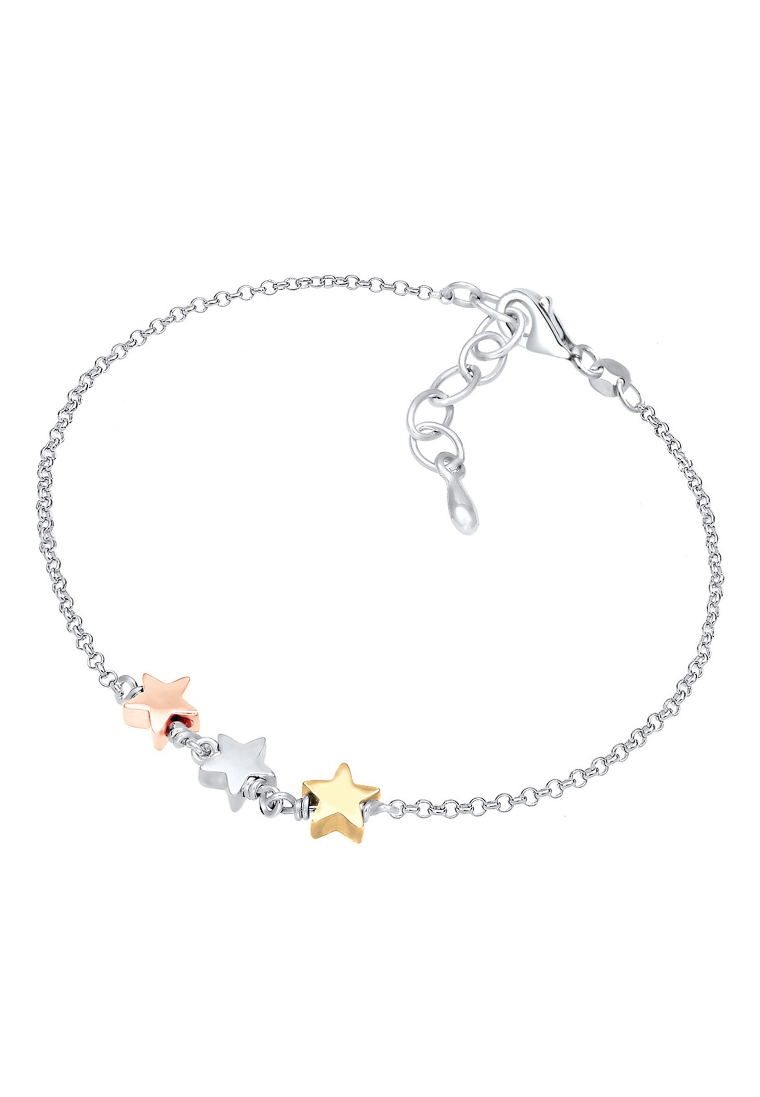 Elli Armkette »Armband Sterne Star Astro Tri-Color 925 Sterling Silber«