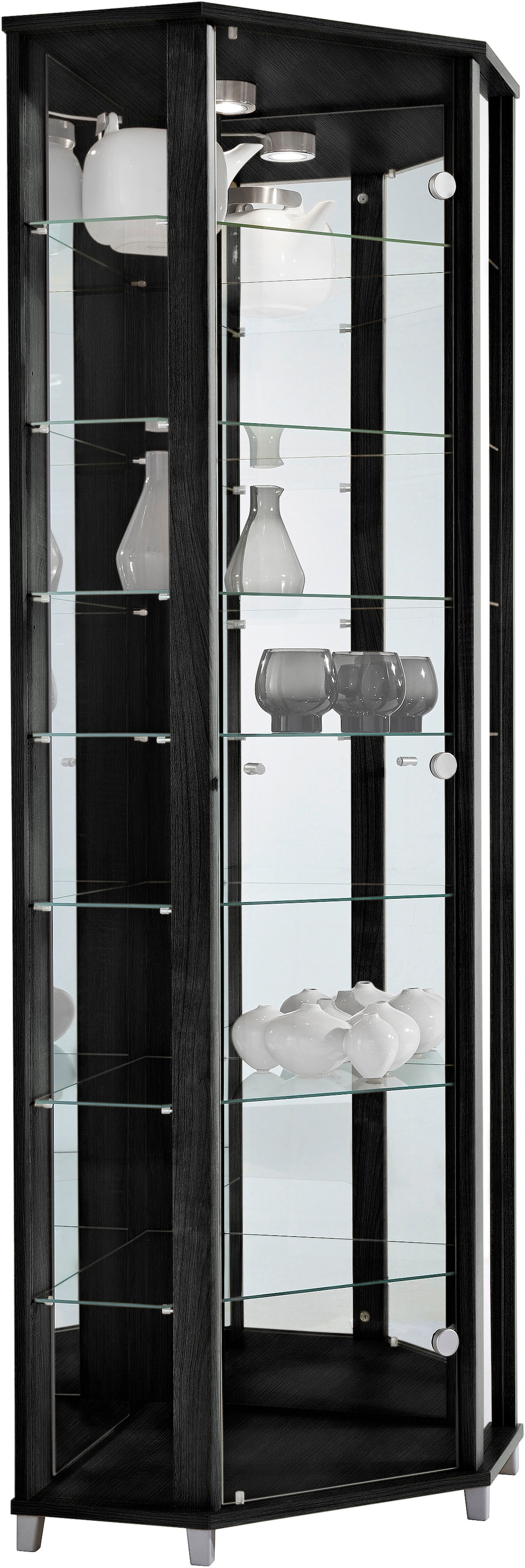 fif möbel Eckvitrine »TRIO Höhe ca. 172 cm, ink. Beleuchtung« Eckvitrine/Glasvitrine 1x Glastür, perfekt für Sammler, Sammlervitrine