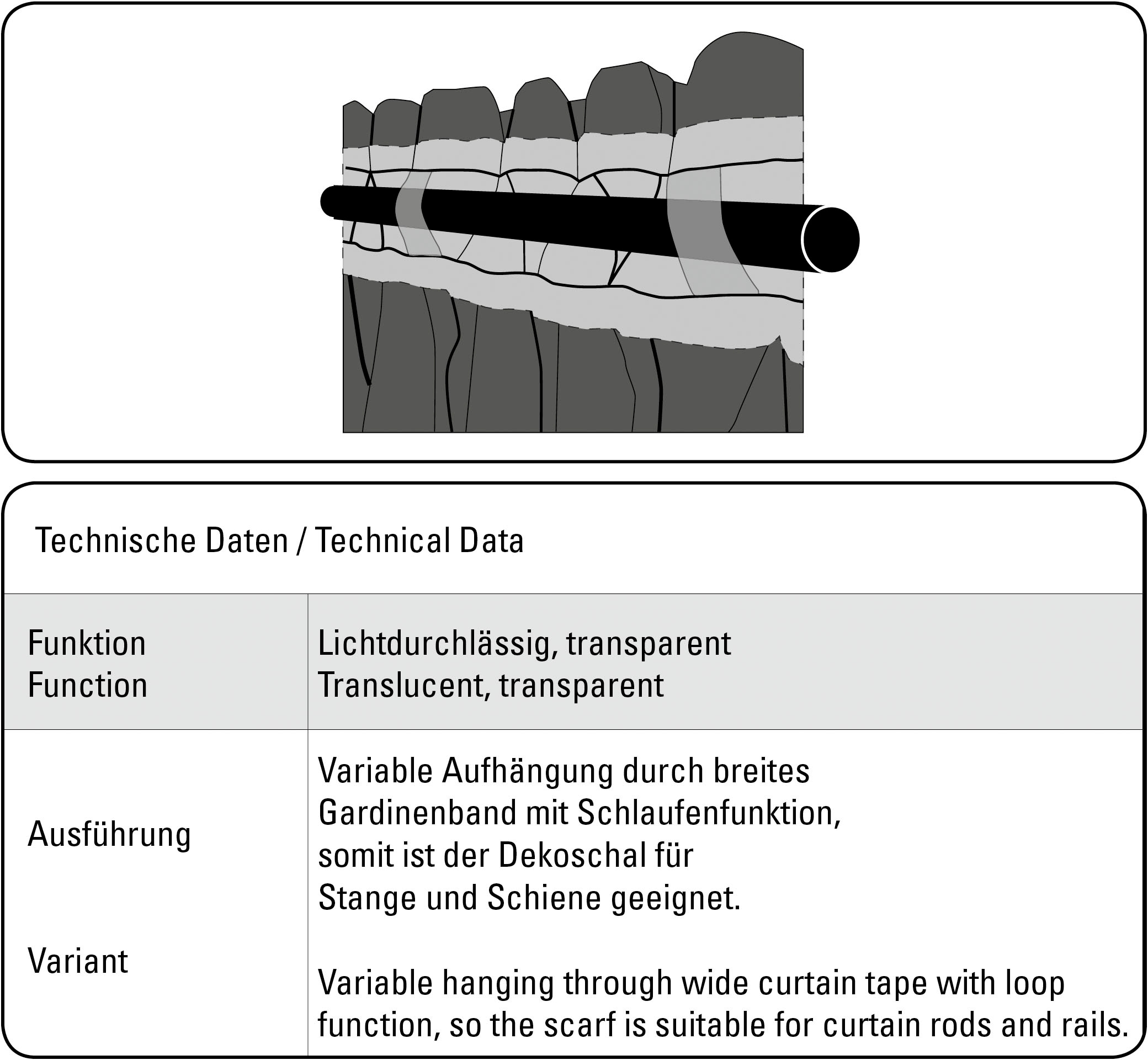 GARDINIA Gardine »Schal mit Gardinenband Voile Uni«, (1 St.), Stoff Voile Uni