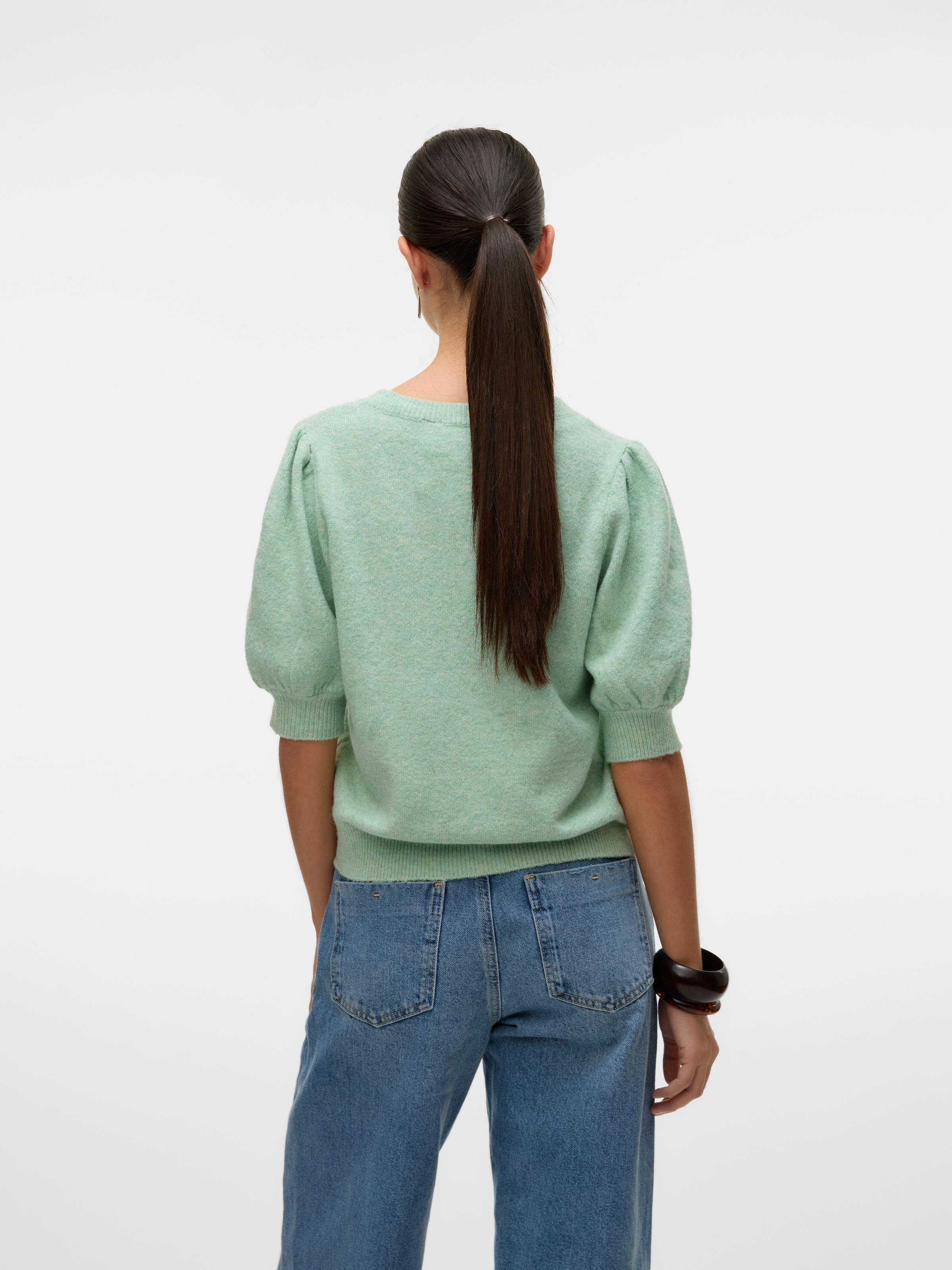 Vero Moda Rundhalspullover »VMDOFFY 2/4 O-NECK PULLOVER GA NOOS« mit kurzen Puffärmeln