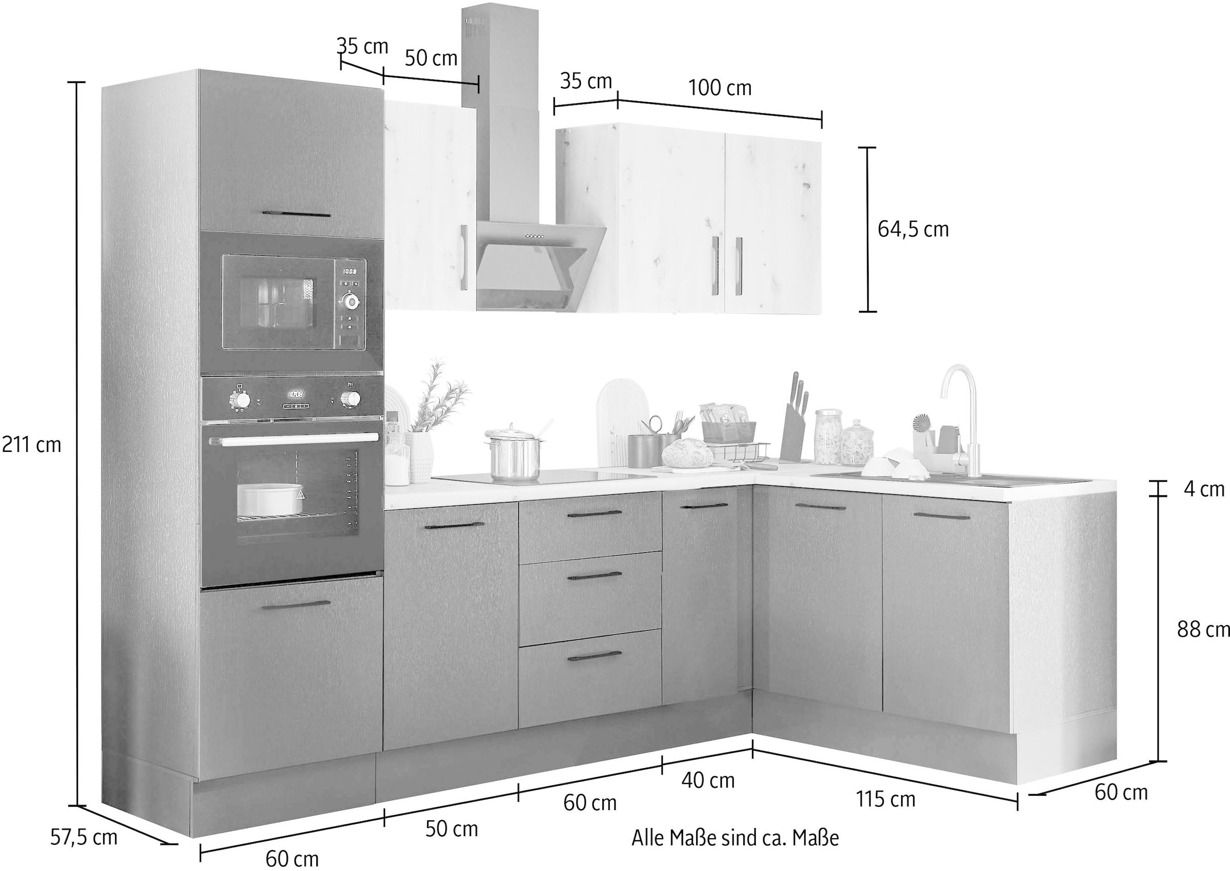 BASIC by Balculina Winkelküche »Turin«, Stellbreite 270x175 cm, wahlweise mit E-Geräten