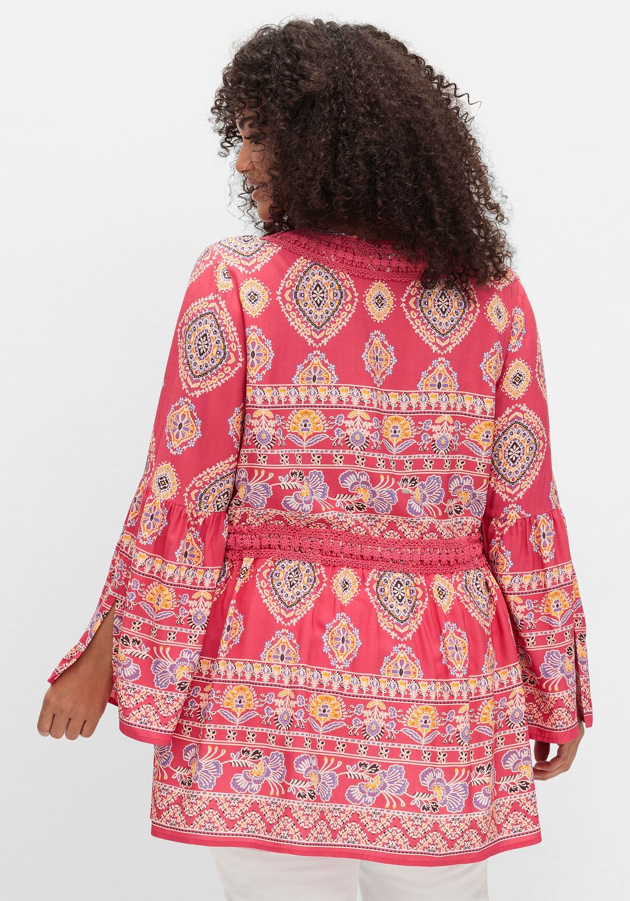 Sheego Longbluse »Longbluse im Ethno-Stil, mit Crochet-Spitze«