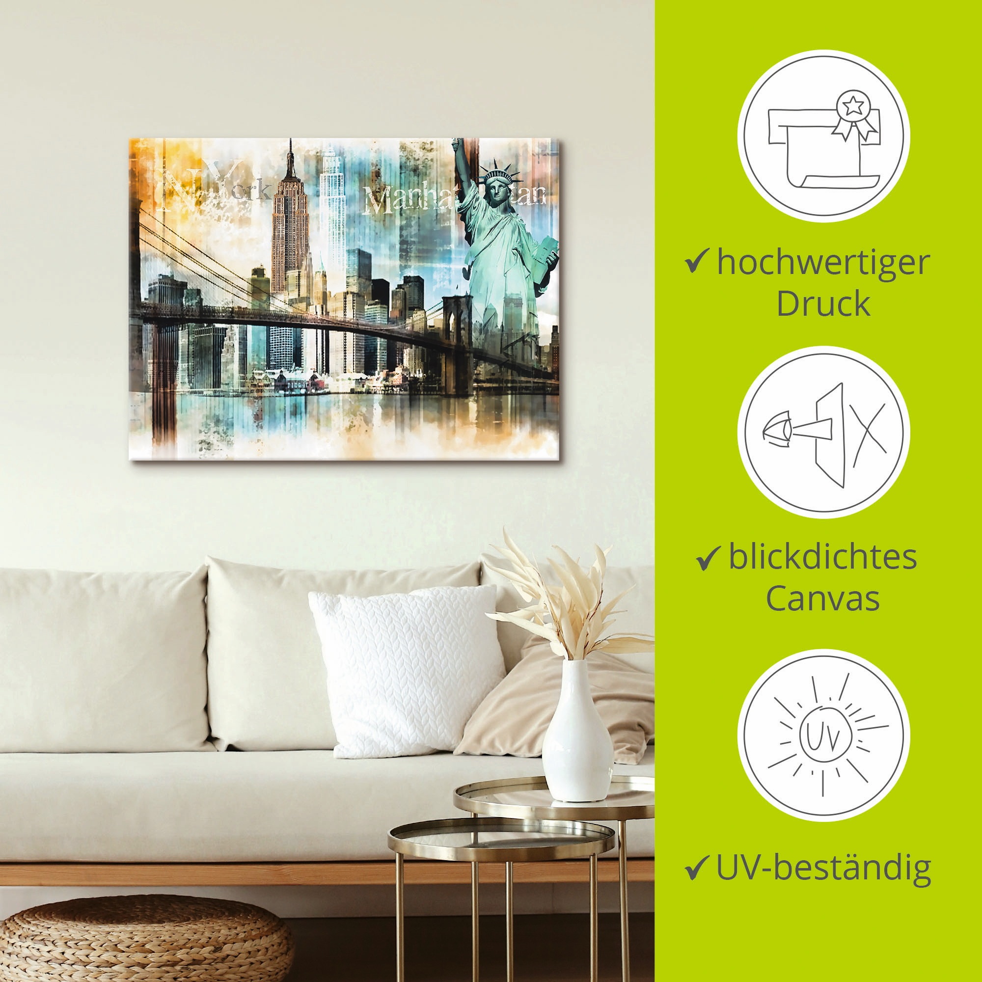 Artland Wandbild »New York Skyline Collage IV«, Amerika, (1 St.), als Leinwandbild, Poster in verschied. Größen