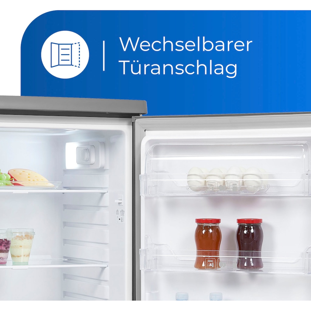 exquisit Kühlschrank »KS16-V-H-040E«, KS16-V-H-040E inoxlook, 85,5 cm hoch, 55 cm breit