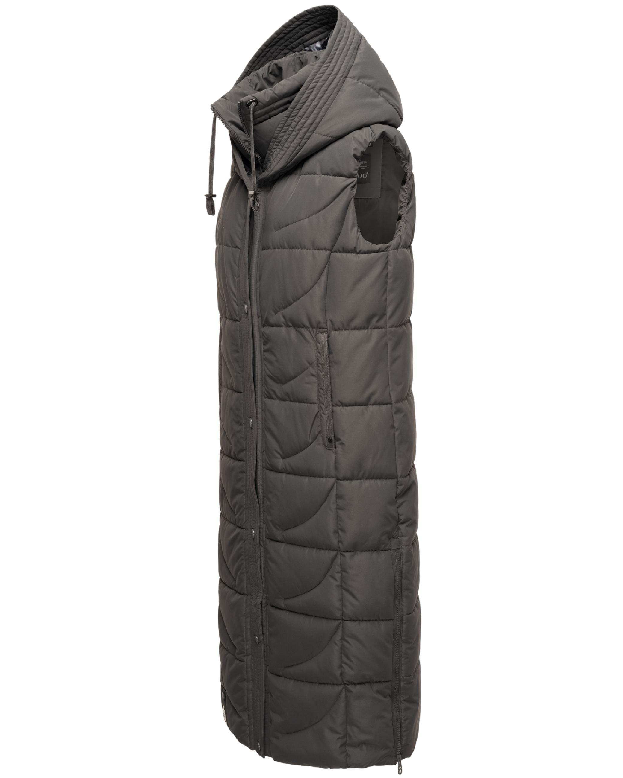 Navahoo Steppweste »Steppweste Brezelchen«, (1 tlg.), Warme, lange Damen Outdoor-Weste mit Kapuze