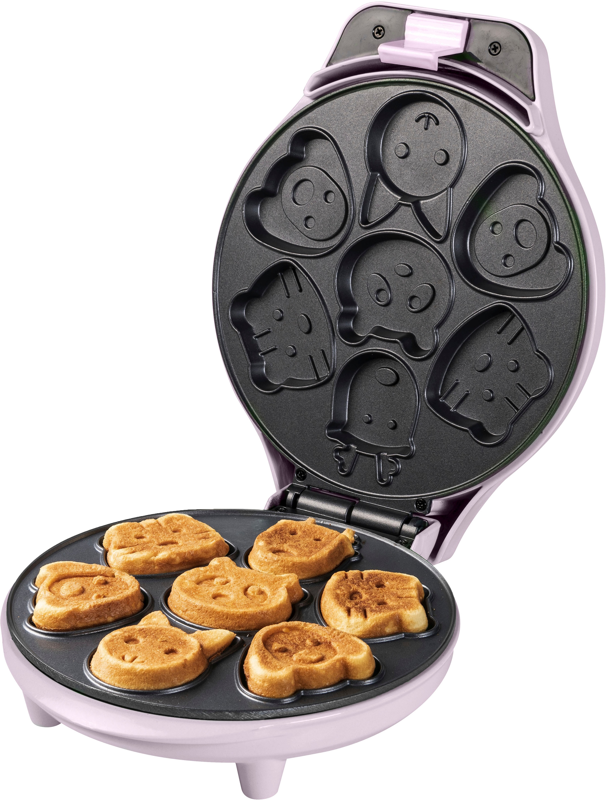 bestron Waffeleisen »für Mini-Waffel-Kekse«, 700 W, mit Backampel &  Antihaftbeschichtung, Farbe: Rosa mit 3 Jahren XXL Garantie