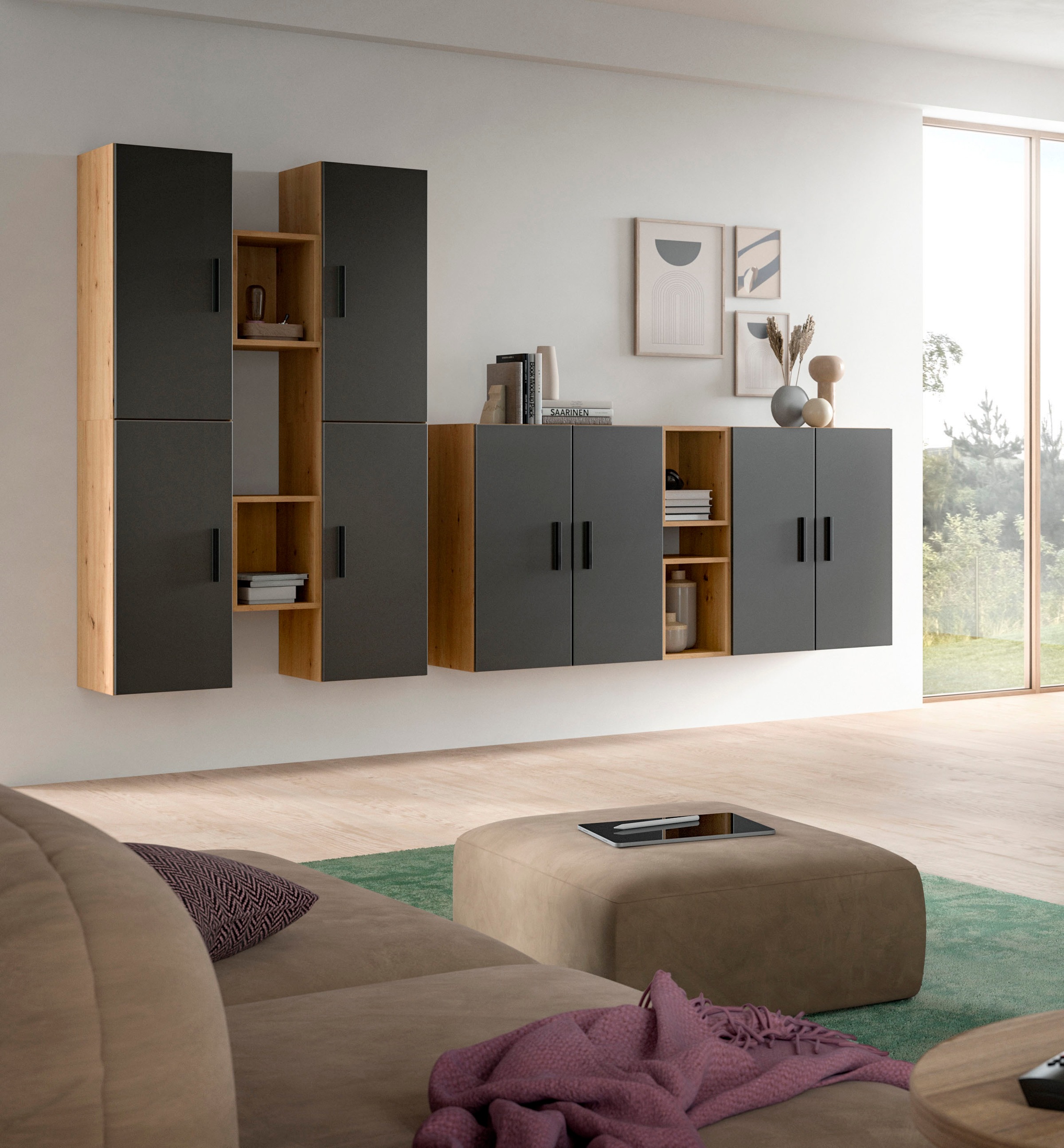 Home affaire Schrank-Set »ENESTE, 12-teilig, in verschiedenen Farben, individuell kombinierbar« verschiedenste Kombinationmöglichkeiten, stehend oder hängend, 4 Stk. tlg.