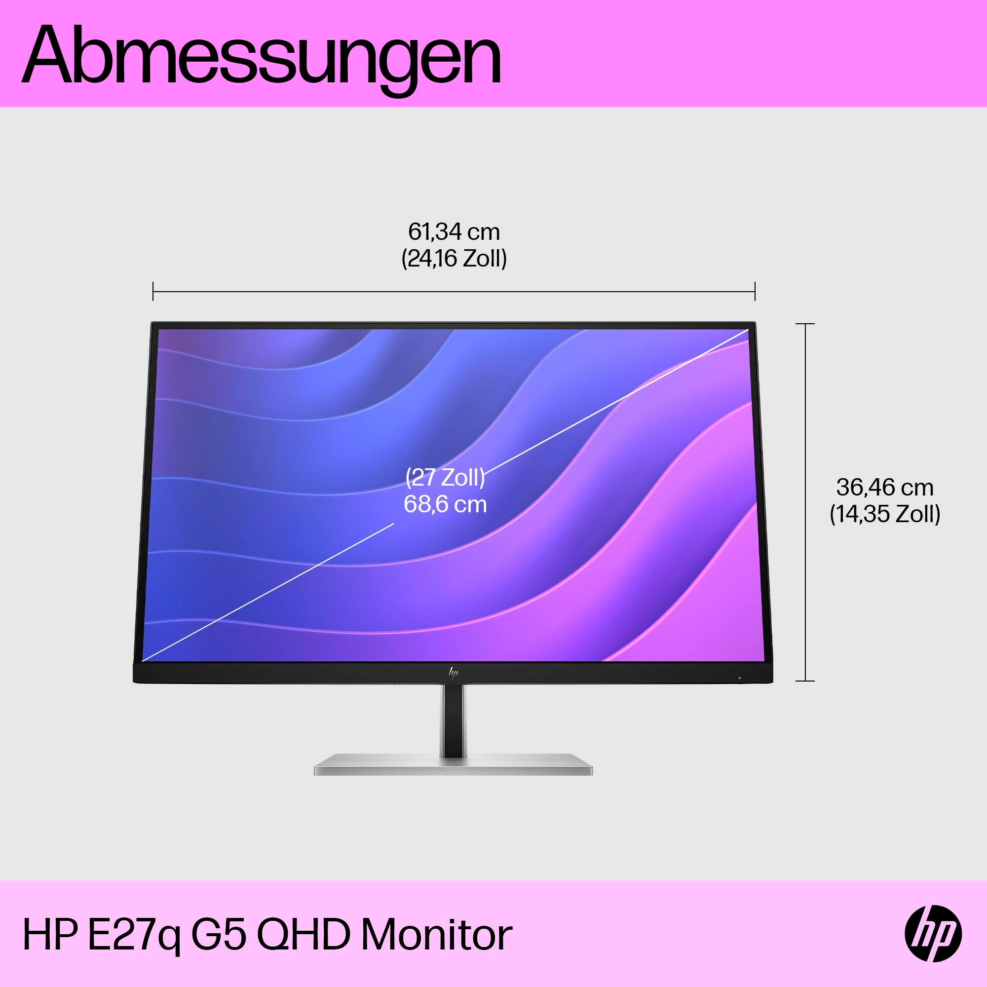 HP LED-Monitor »E27q G5 QHD Monitor«, 69 cm/27 Zoll, 2560 x 1440 px, QHD, 5 ms Reaktionszeit, 75 Hz