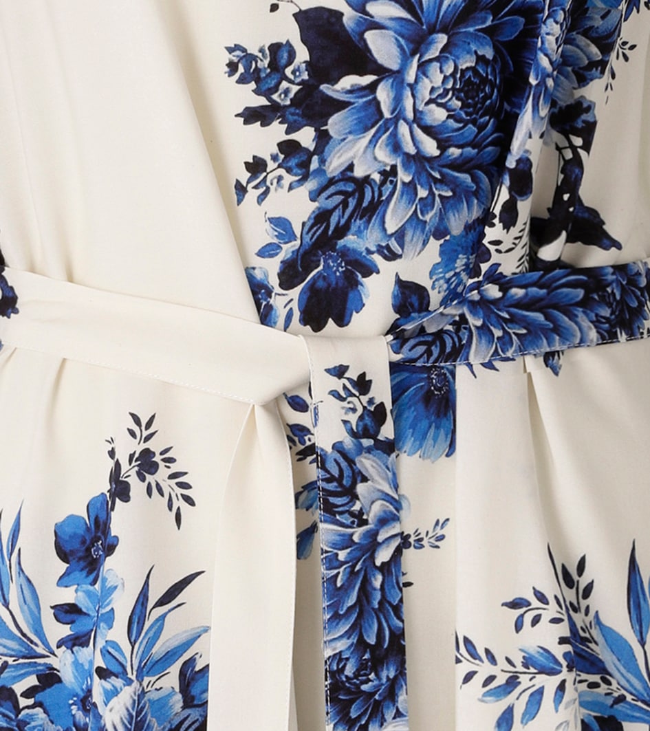 Aniston CASUAL Blusenkleid mit abnehmbarem Bindegürtel,  mit großflächigen Blumendruck - NEUE KOLLEKTION