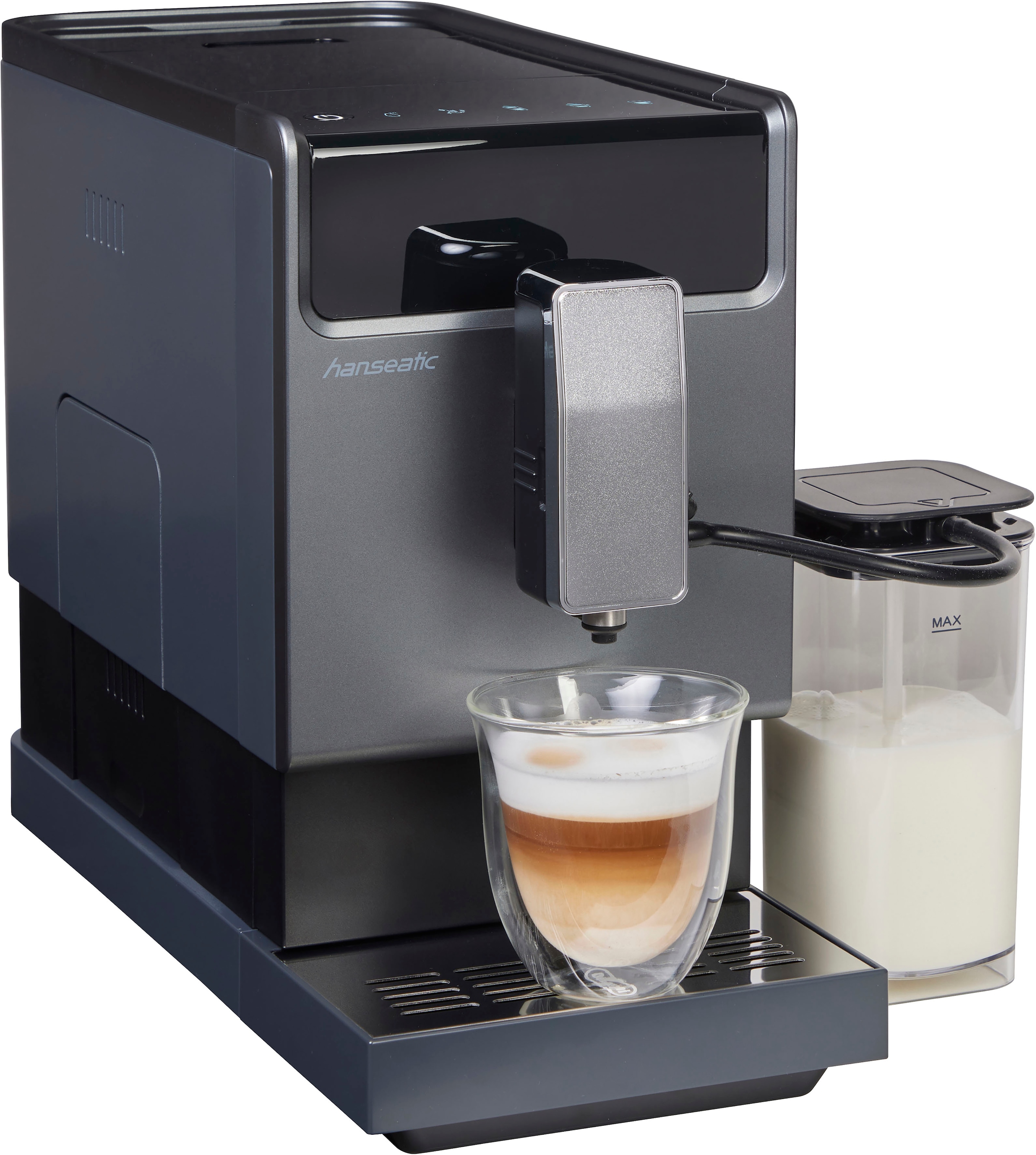 Hanseatic Kaffeevollautomat »HACM121470ST«, magnetisch, abnehmbare Tassenabstellfläche, zwei...