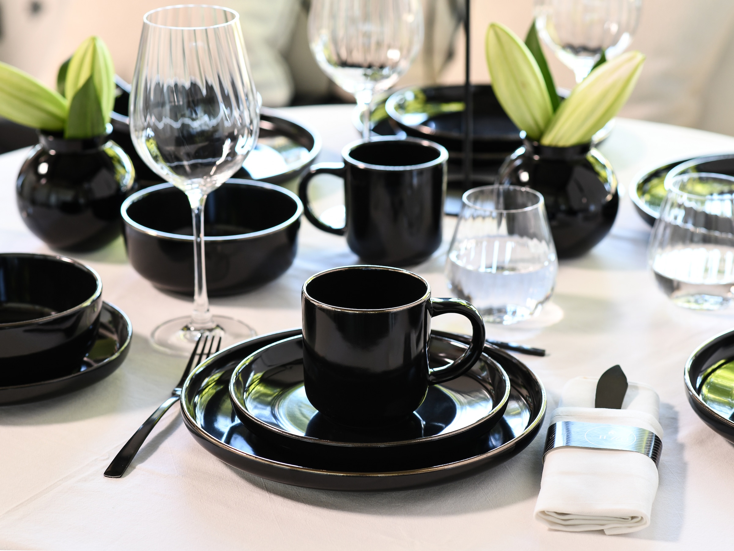 CreaTable Kombiservice »Nordic Festive, Service 30-tlg.« Minimalistisches Design, Dezente goldene Akzente