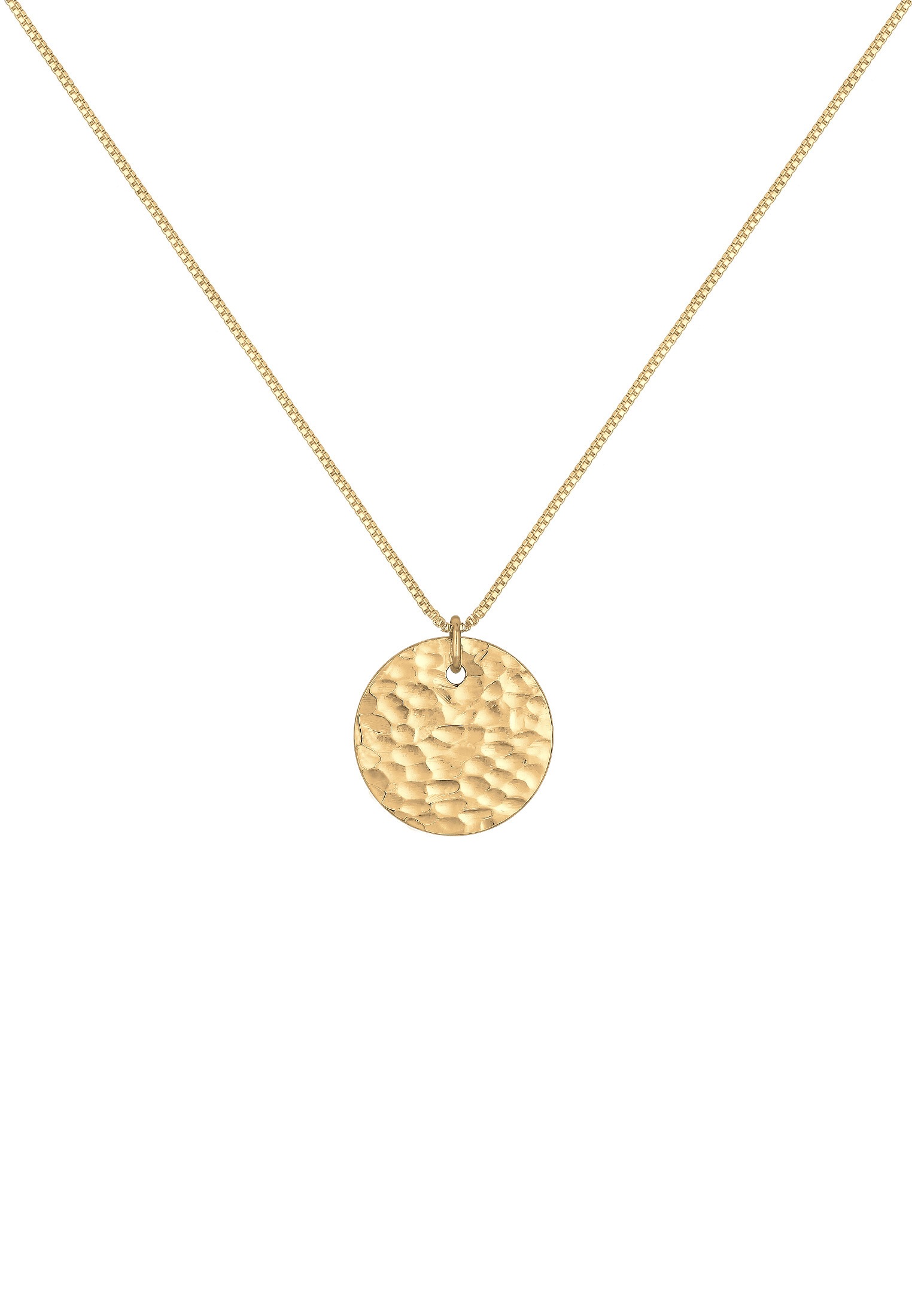Elli Lange Kette »Halskette Plättchen Kreis Rund Gehämmert 925 Silber«