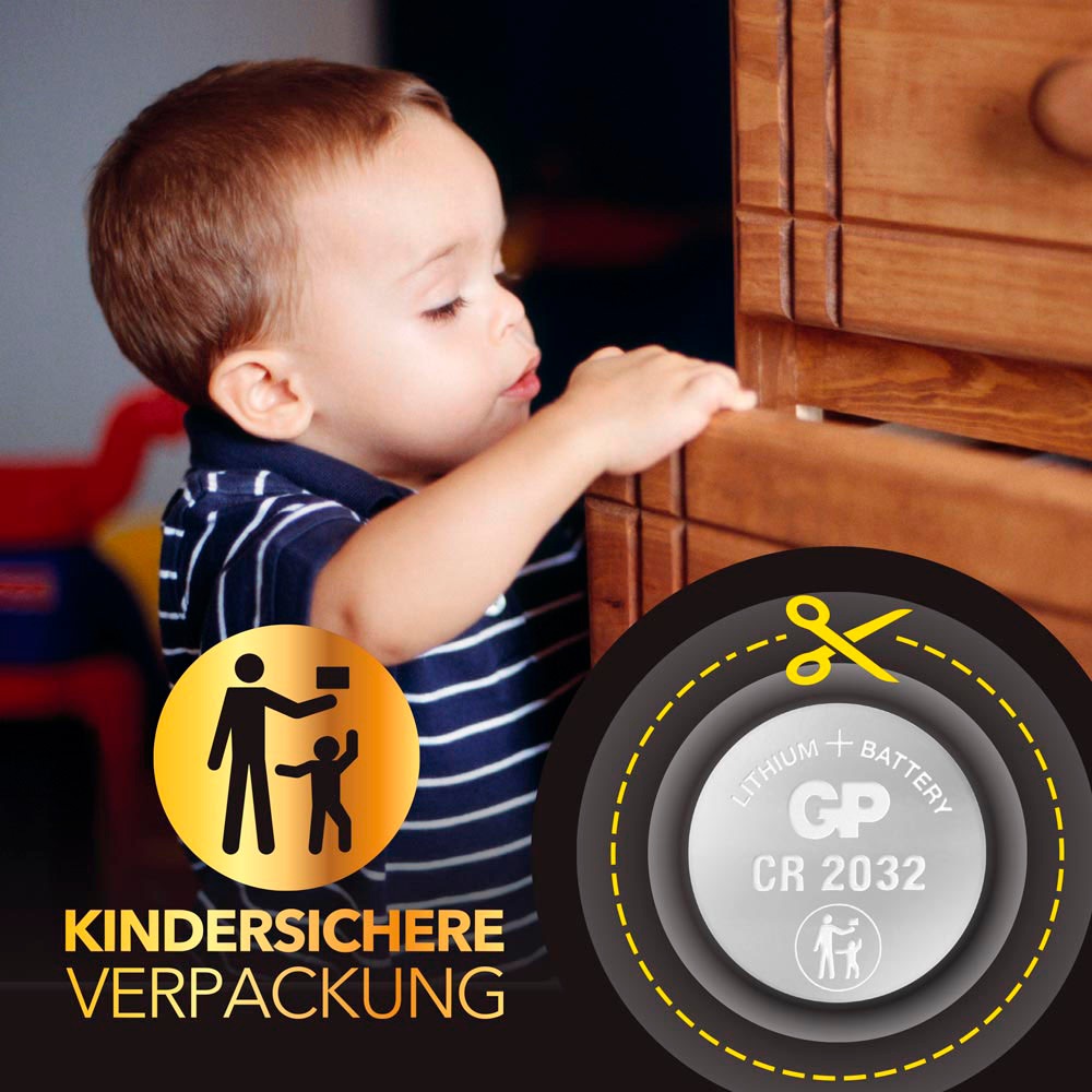 GP Batteries Knopfzelle »8 Stck CR2032 GP Lithium 3V«, 3 V, (Set, 8 St.)