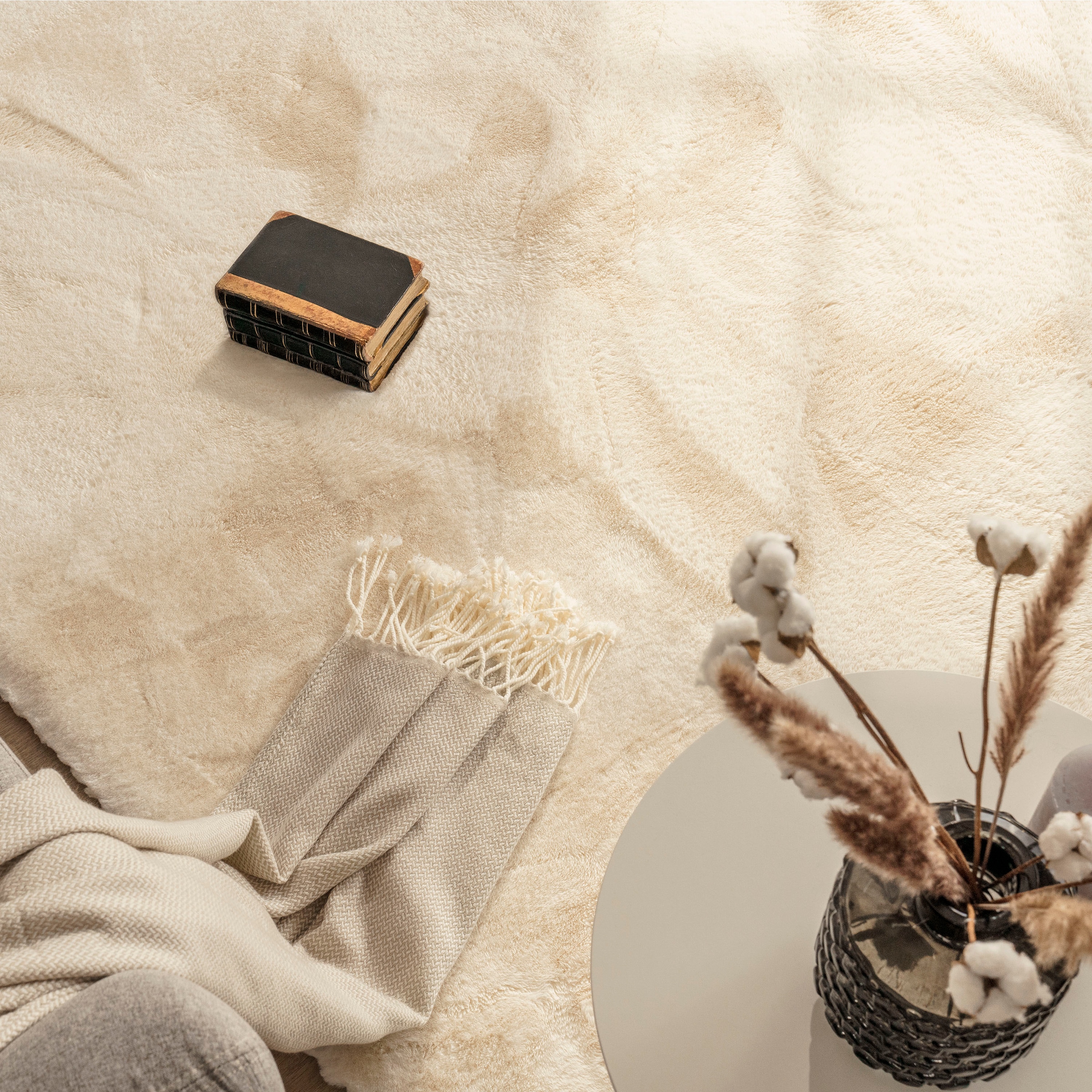 Paco Home Hochflor-Teppich »Rabbit Deluxe 860«, rechteckig, 39 mm Höhe, Kunstfell, Uni-Farben, sehr weicher Flor, Wohnzimmer, Schlafzimmer