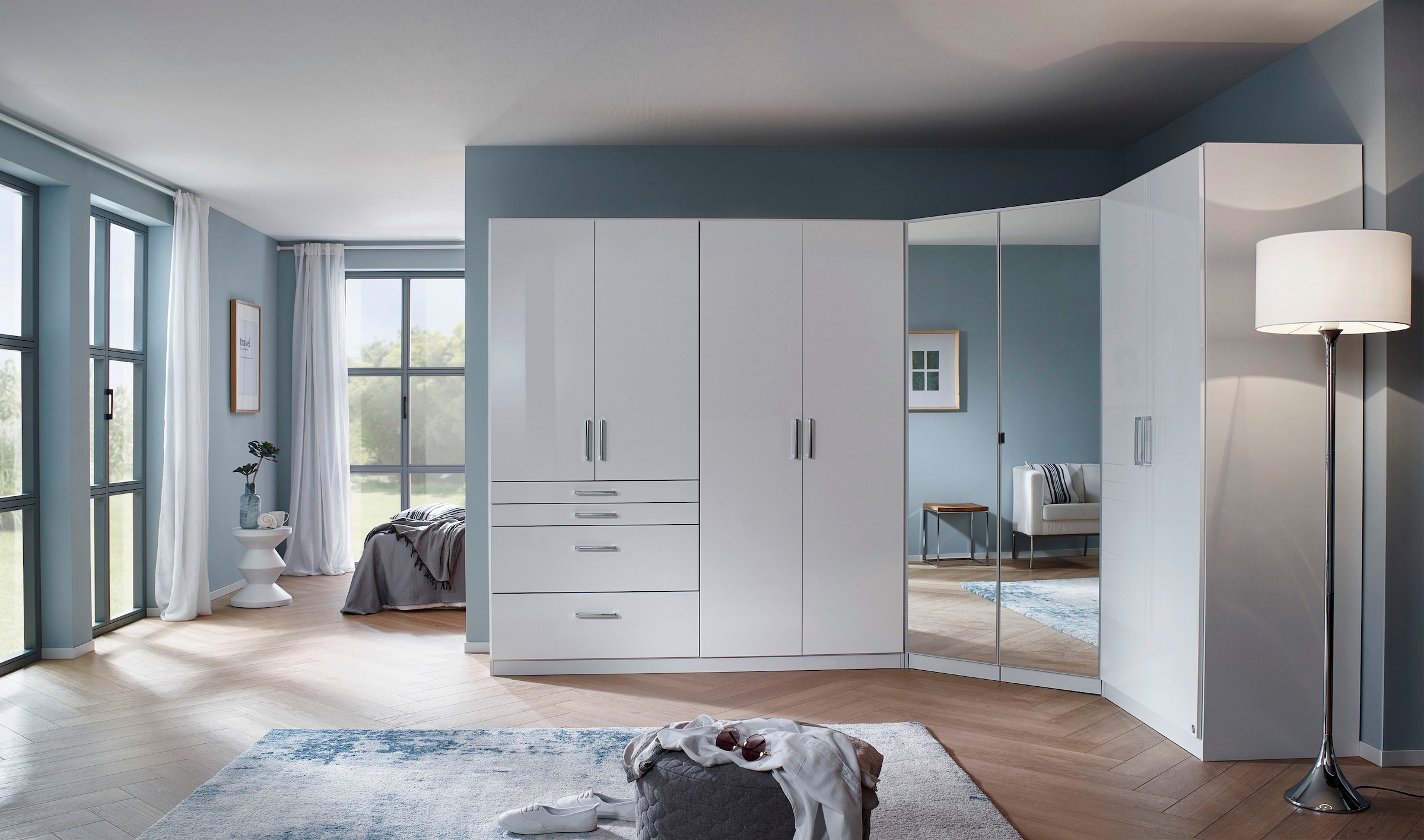 rauch Schrank-Set »Kleiderschrank Schrank Garderobe Garderobenschrank Eckschrank HOMBURG«, viel Stauraum, oberer Schubkasten mit Einteilung MADE IN GERMANY