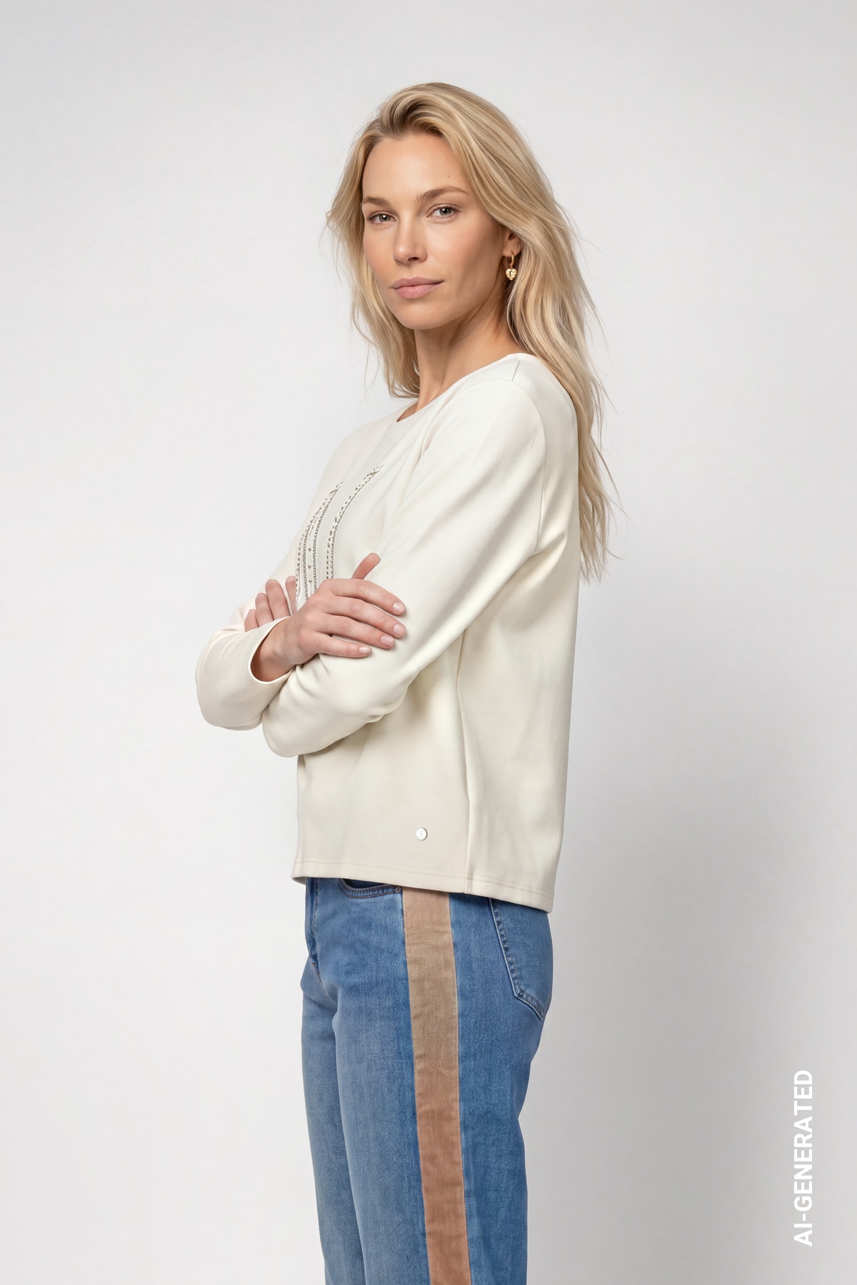 Monari Sweatshirt »Sweatshirt Schmuckschrift«, Regular fit mit Rundhalsausschnitt
