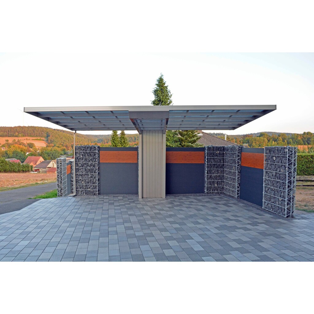 Ximax Einzelcarport »Neo Typ 2550 Typ 90 Sonderhöhe-Edelstahl-Look«, Aluminium, 228 cm, edelstahlfarben