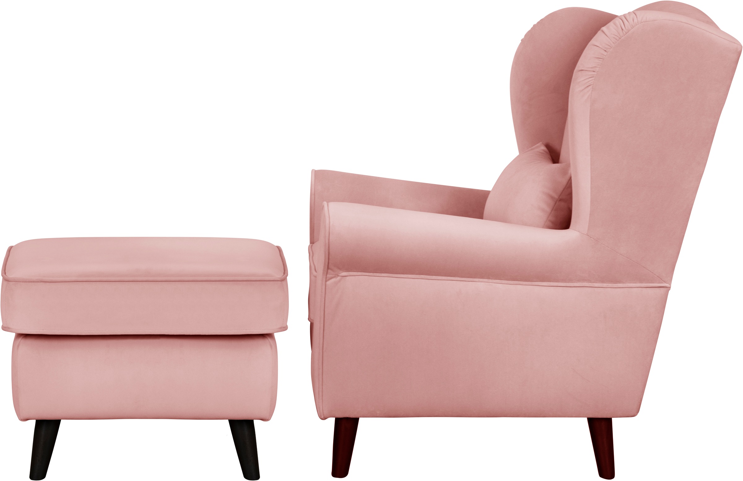 Home affaire Sessel »Ohrensessel CHISTELLE, wahlweise mit Polsterhocker«, mit Wellenunterfederung, Maße: B/T/H: 81/87/99 cm